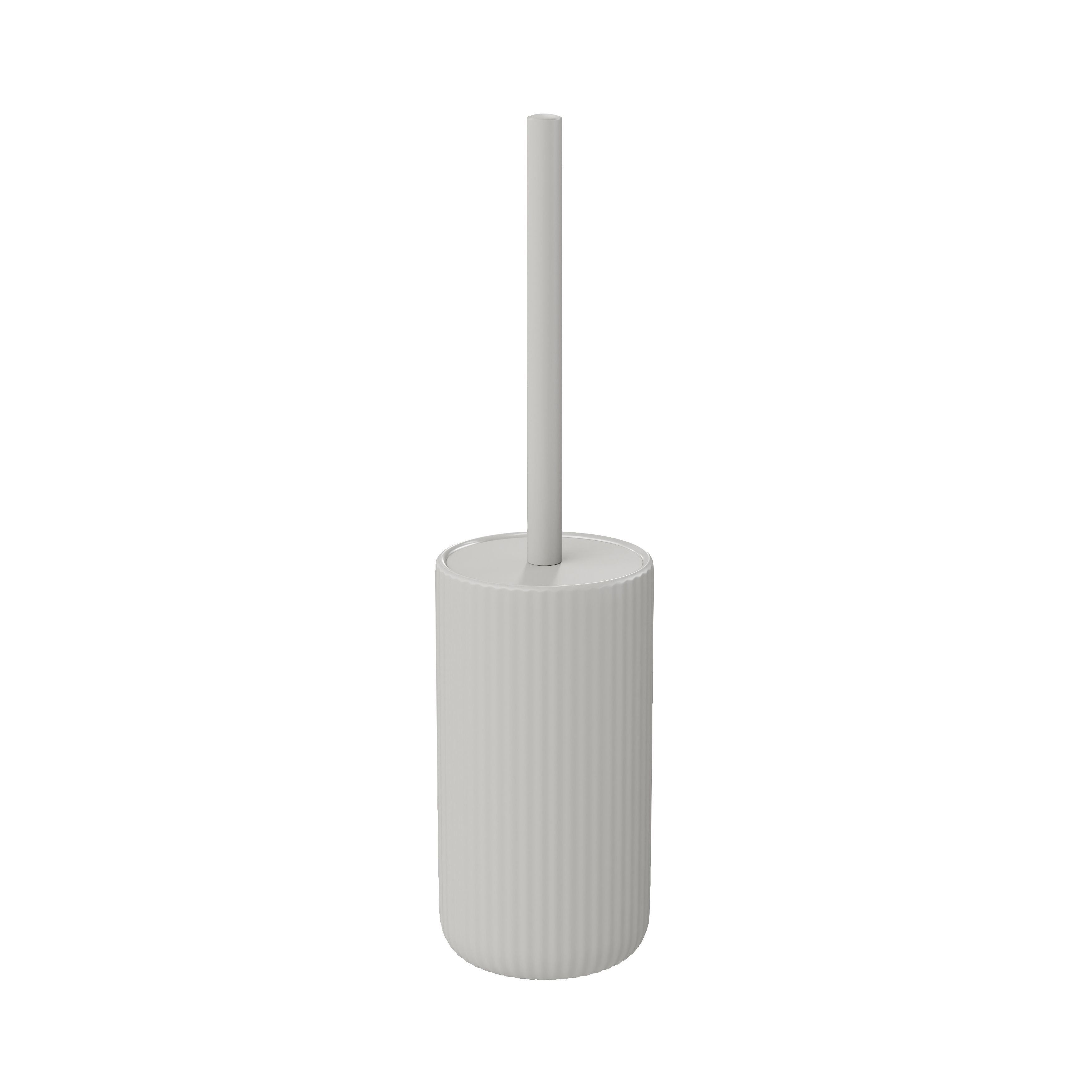 GoodHome Rawa Matt Grey Ribbed effect Ceramic Toilet brush & holder