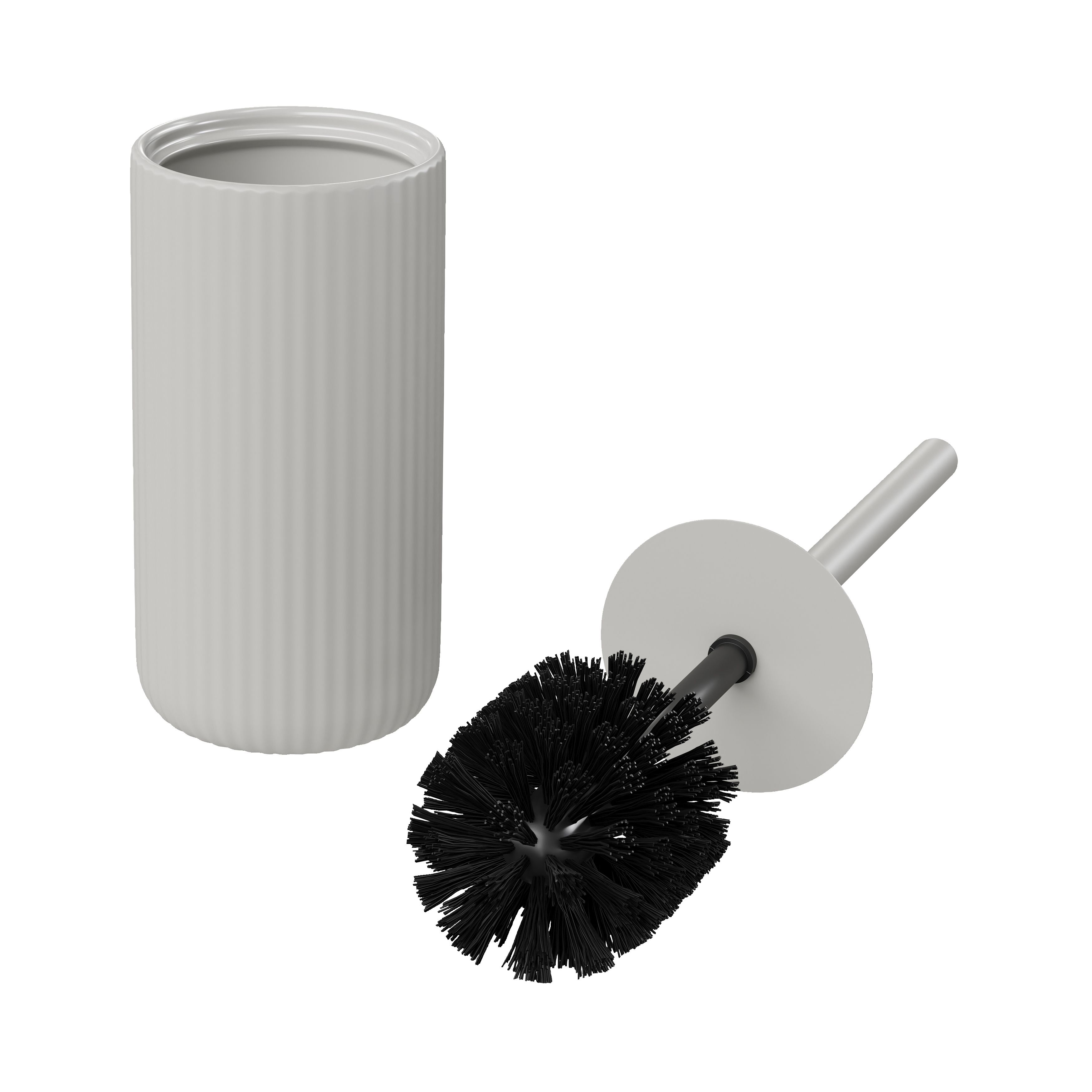 Ribbed Toilet Bowl Brush and Holder White