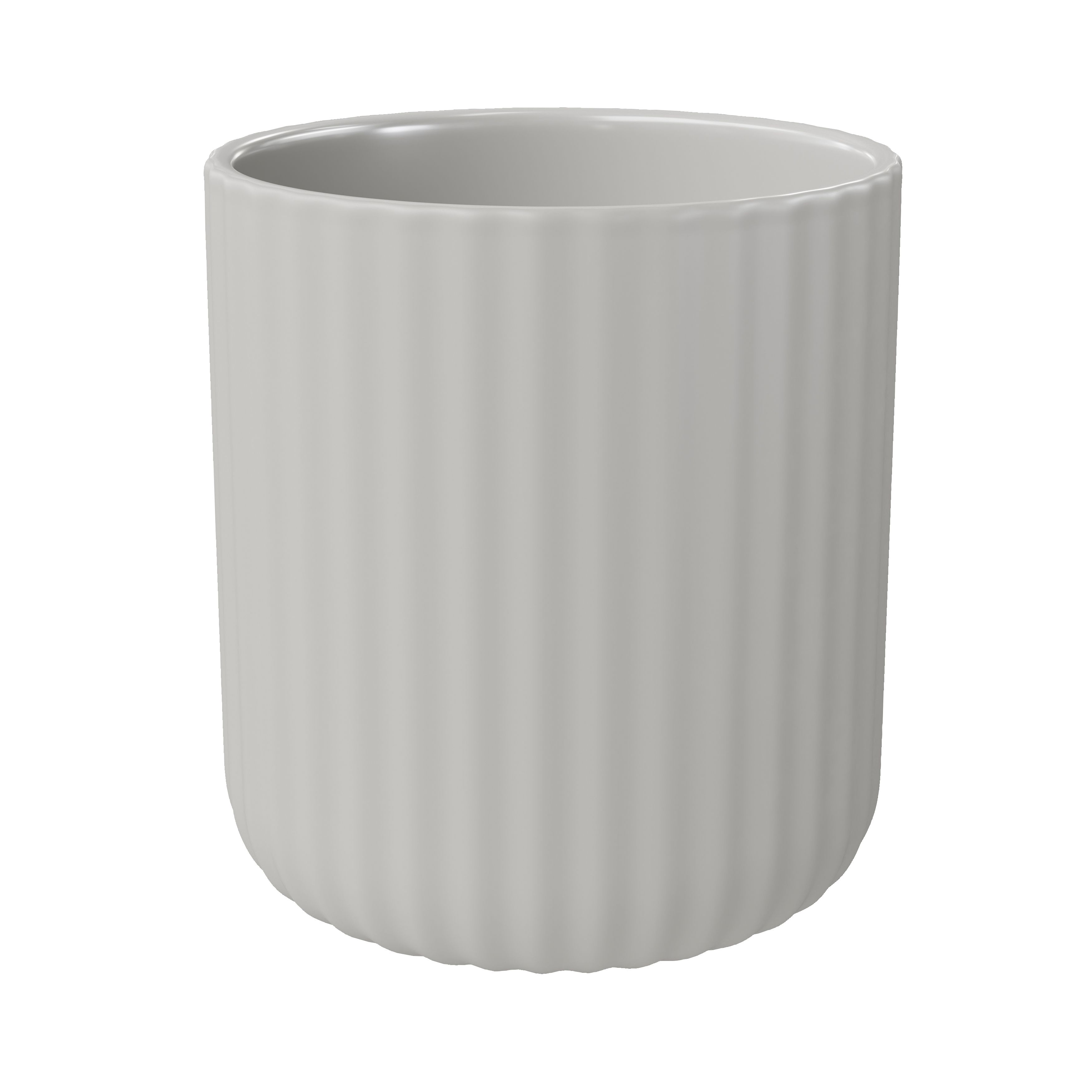 GoodHome Rawa Matt Grey Ribbed effect Ceramic Tumbler