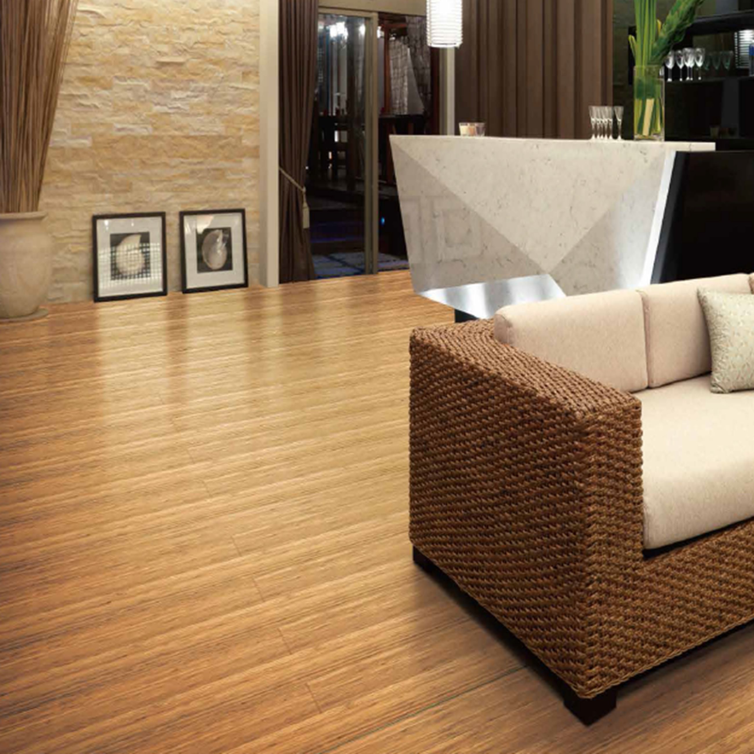 GoodHome Rayong Blonde Wood effect Bamboo Solid wood flooring, 2.21m²