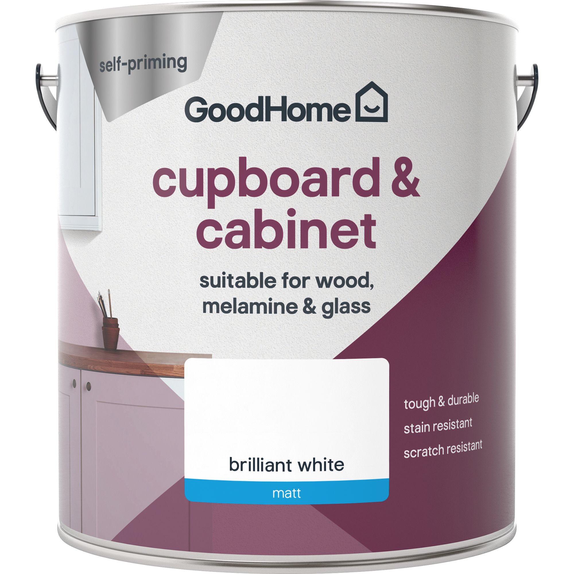 GoodHome Renovation Brilliant White Matt Cupboard & cabinet paint, 2L