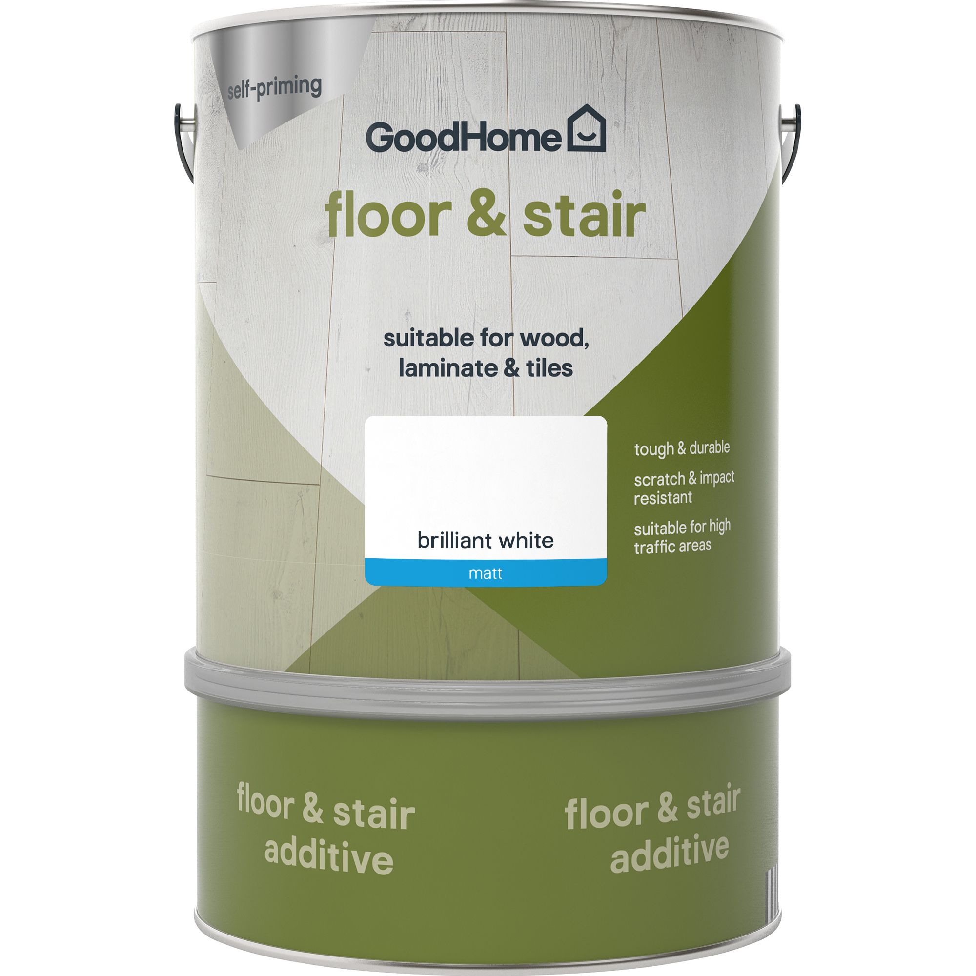 GoodHome Renovation Brilliant White Matt Floor & stair paint, 2L