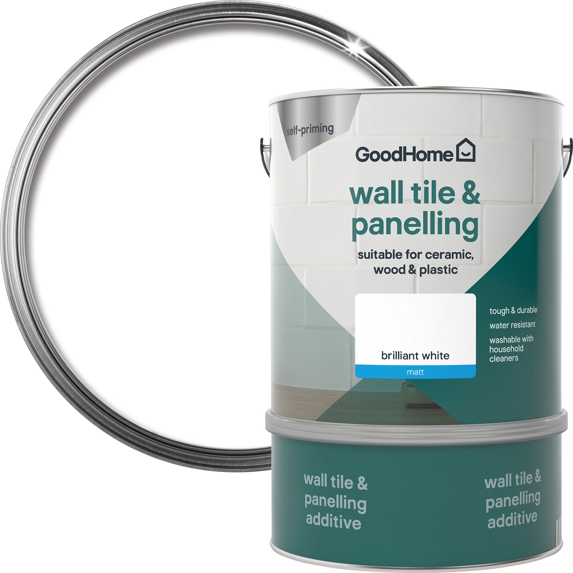 GoodHome Renovation Brilliant White Matt Multi-room Wall tile & panelling paint, 2L