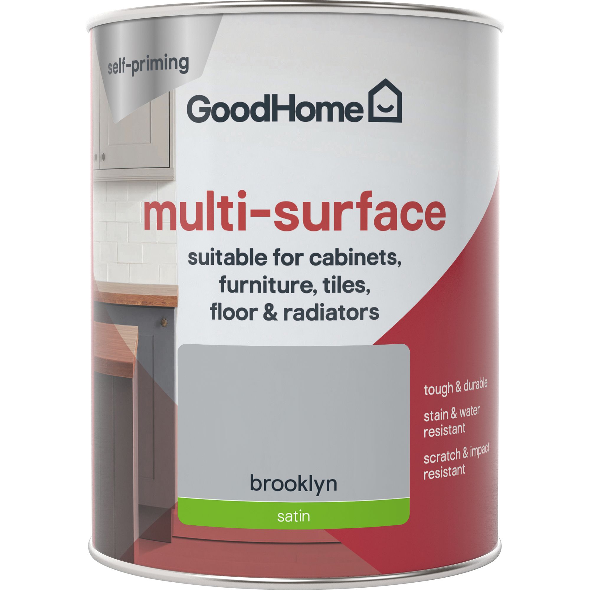 GoodHome Renovation Brooklyn Satinwood Multi-surface paint, 750ml