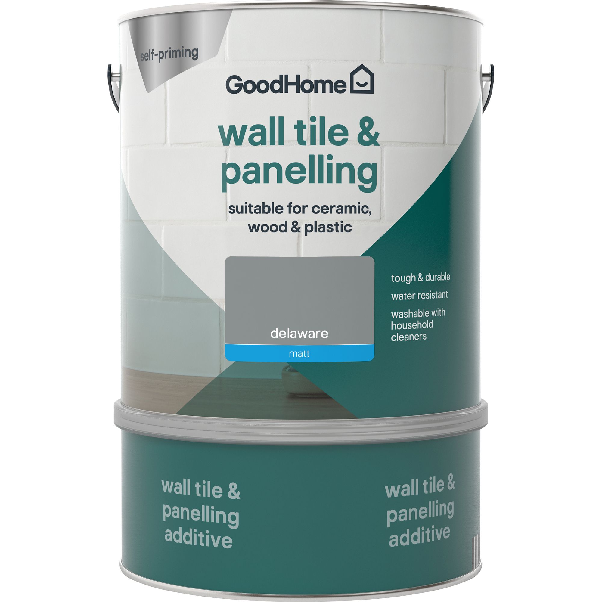 Peinture de rénovation GoodHome multi-supports mat gris Delaware 2L main image 1