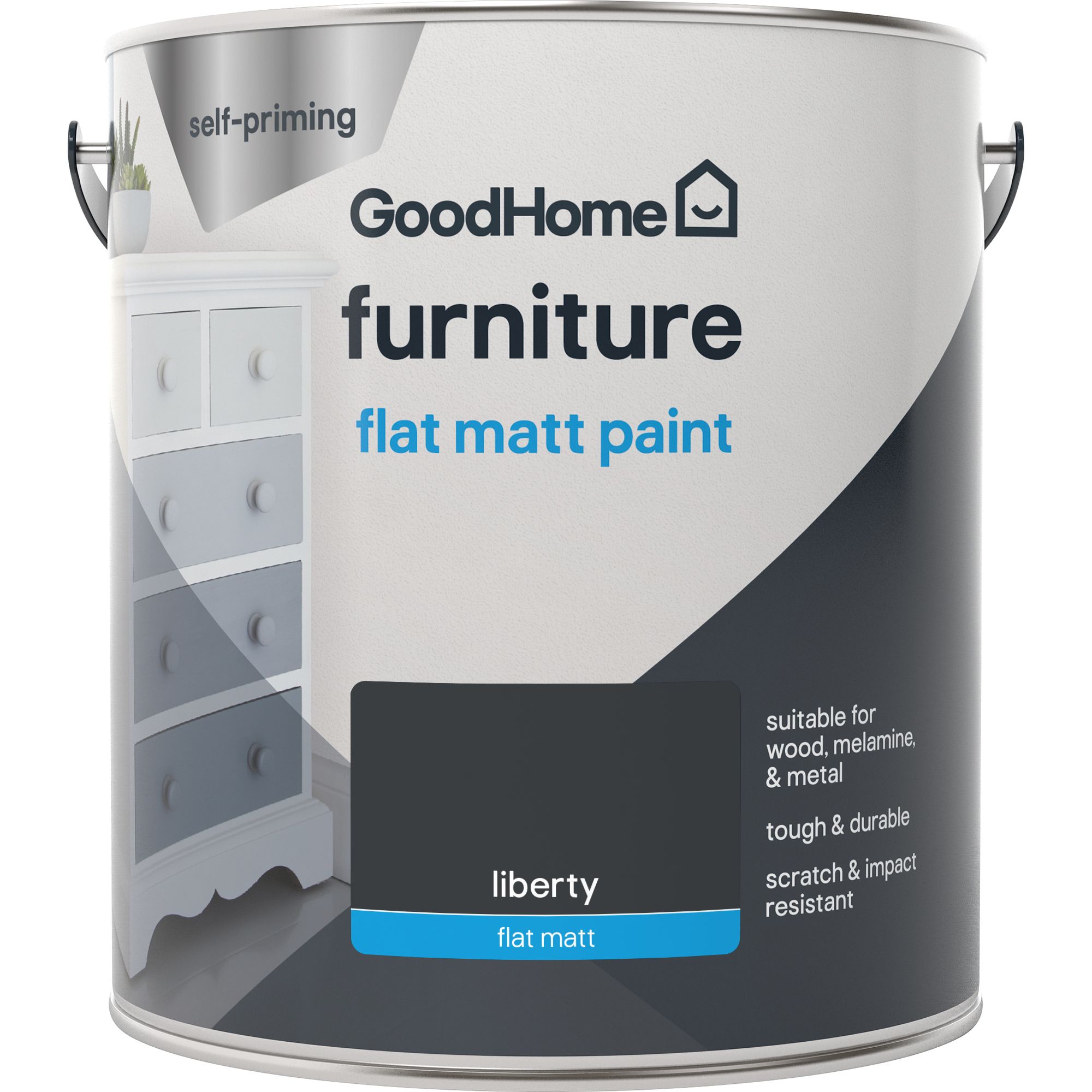 GoodHome Renovation Liberty Flat matt Multi-room Furniture paint, 2L
