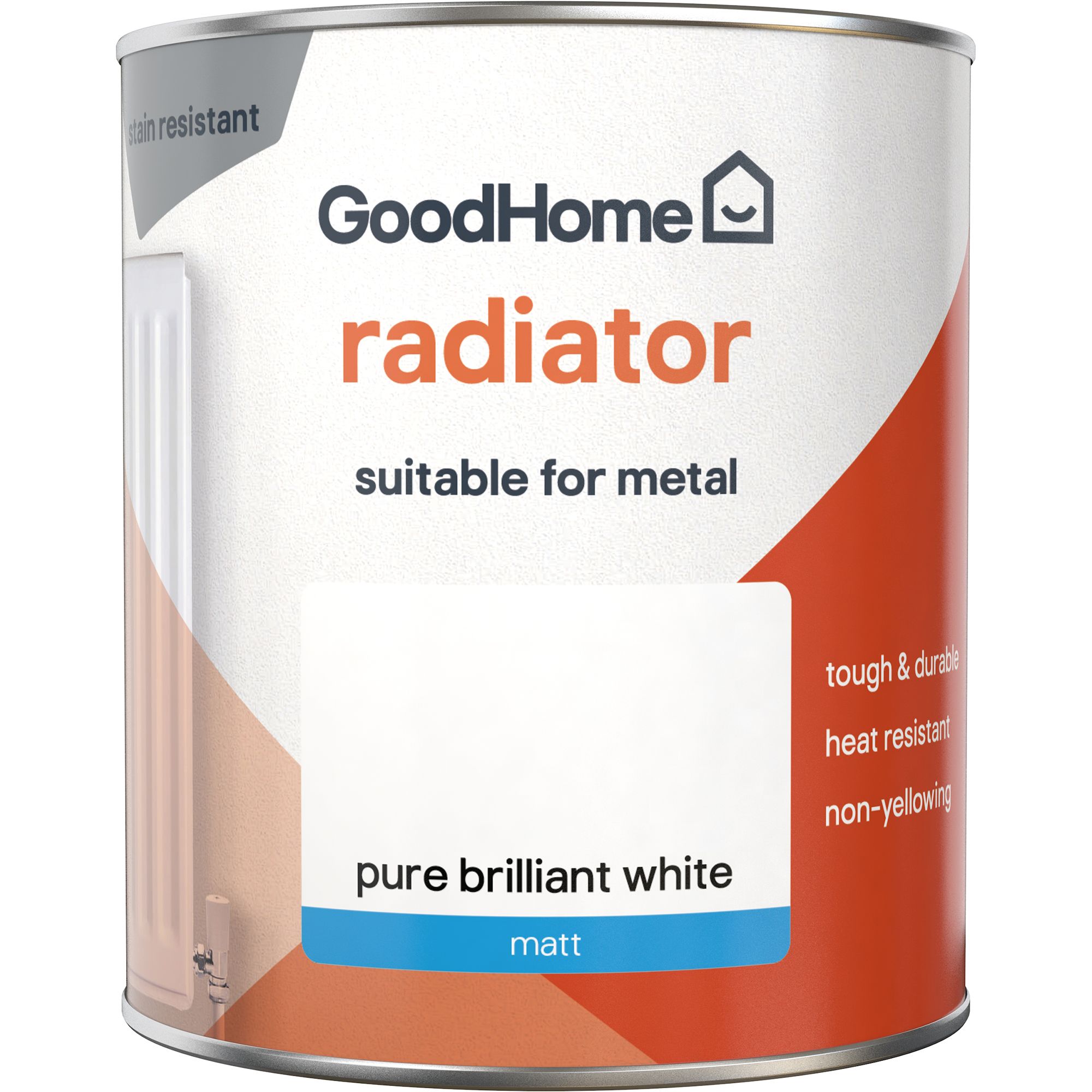 GoodHome Renovation Pure Brilliant White Matt Radiator & appliance paint, 750ml