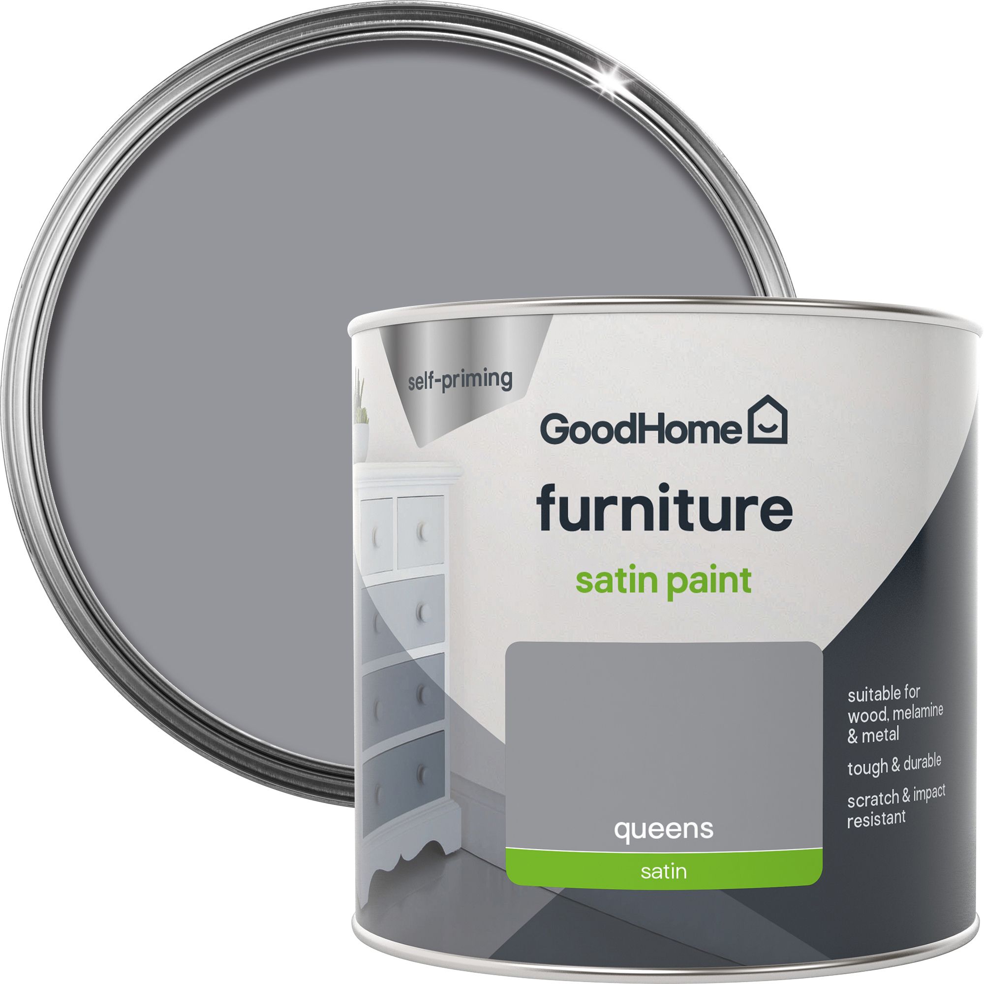 GoodHome Renovation Queens Satinwood Furniture paint, 500ml DIY at B&Q