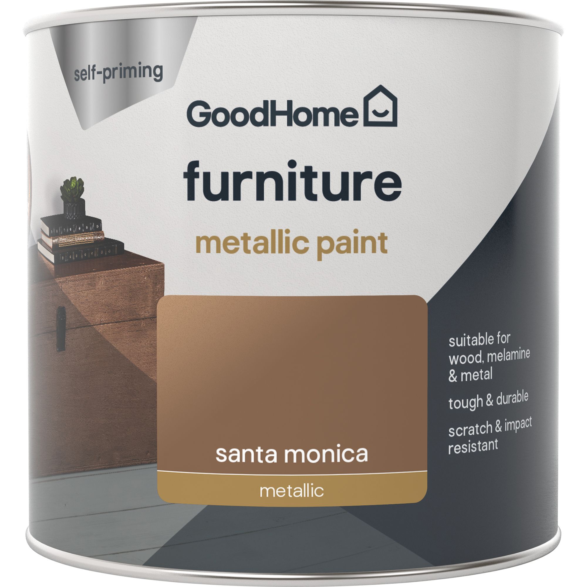 GoodHome Renovation Santa Monica Metallic effect Furniture paint, 500ml