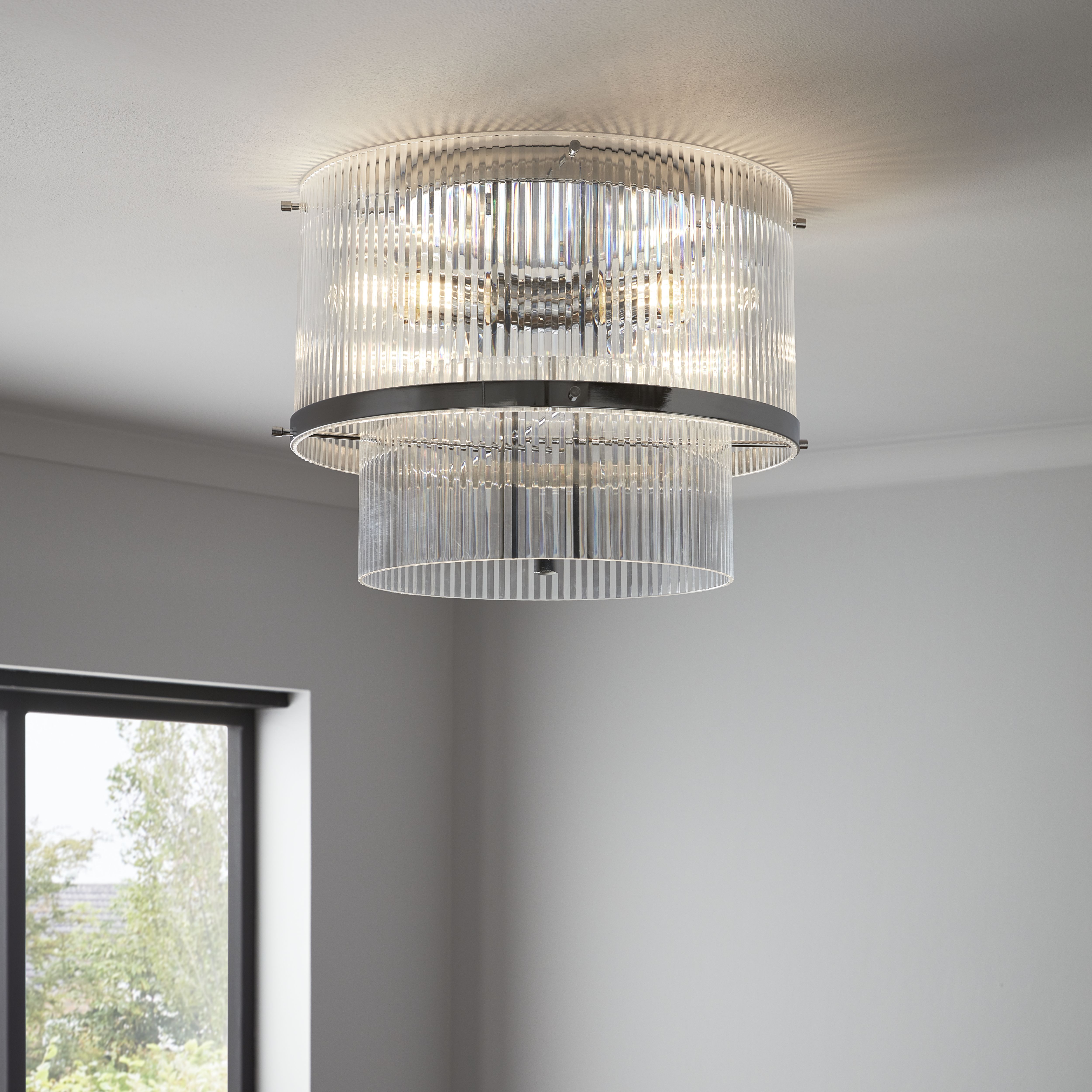 GoodHome Rhyolit Chrome Effect 3 Lamp Pendant Ceiling Light, (Dia)415mm ...