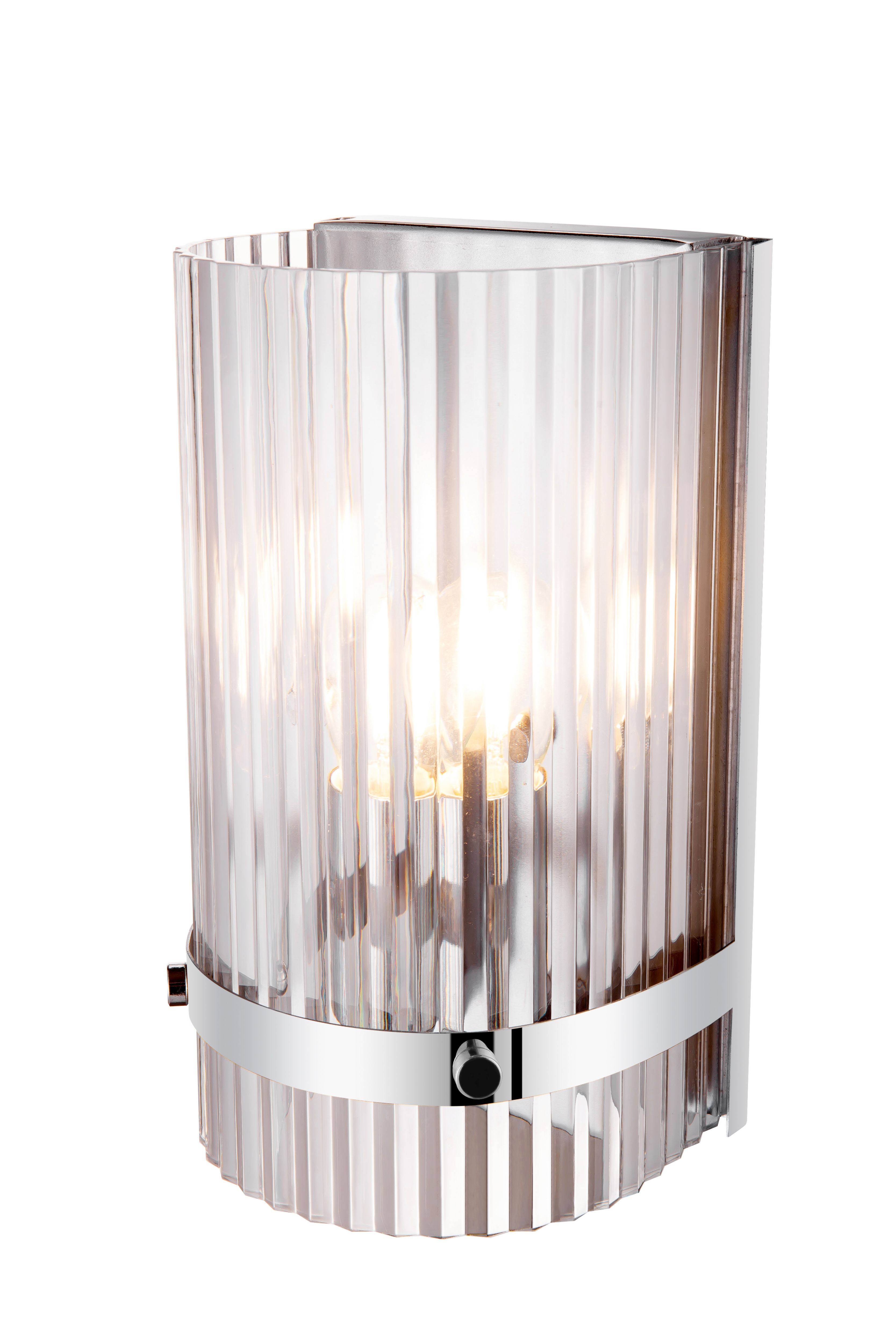GoodHome Rhyolit Ribbed Chrome effect Wall light