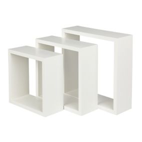 GoodHome Rigga Cube shelf (L)23cm x (D)9.8cm, Set of 3