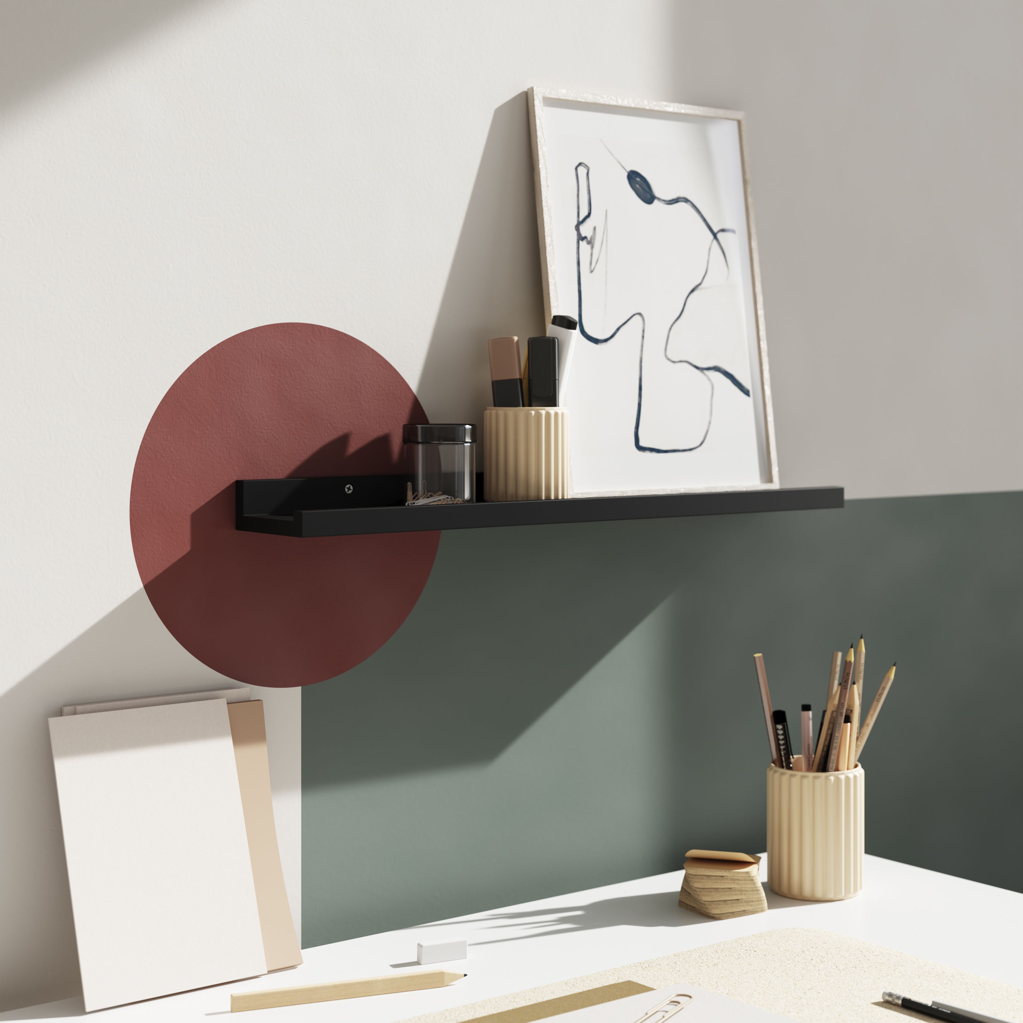 GoodHome Rigga Matt black Rectangular Photo shelf (L)60cm x (D)10cm