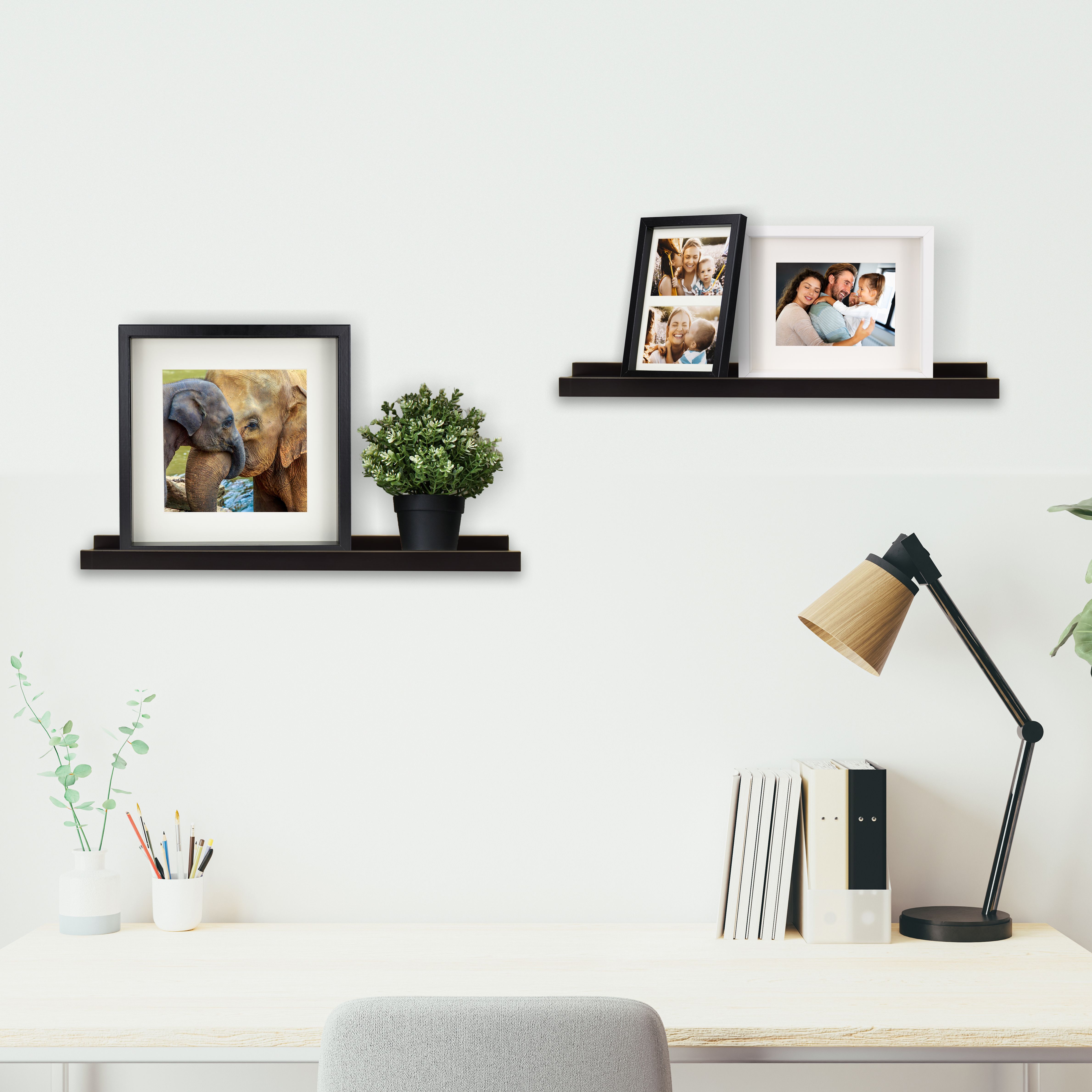 GoodHome Rigga Matt black Rectangular Photo shelf (L)60cm x (D)10cm