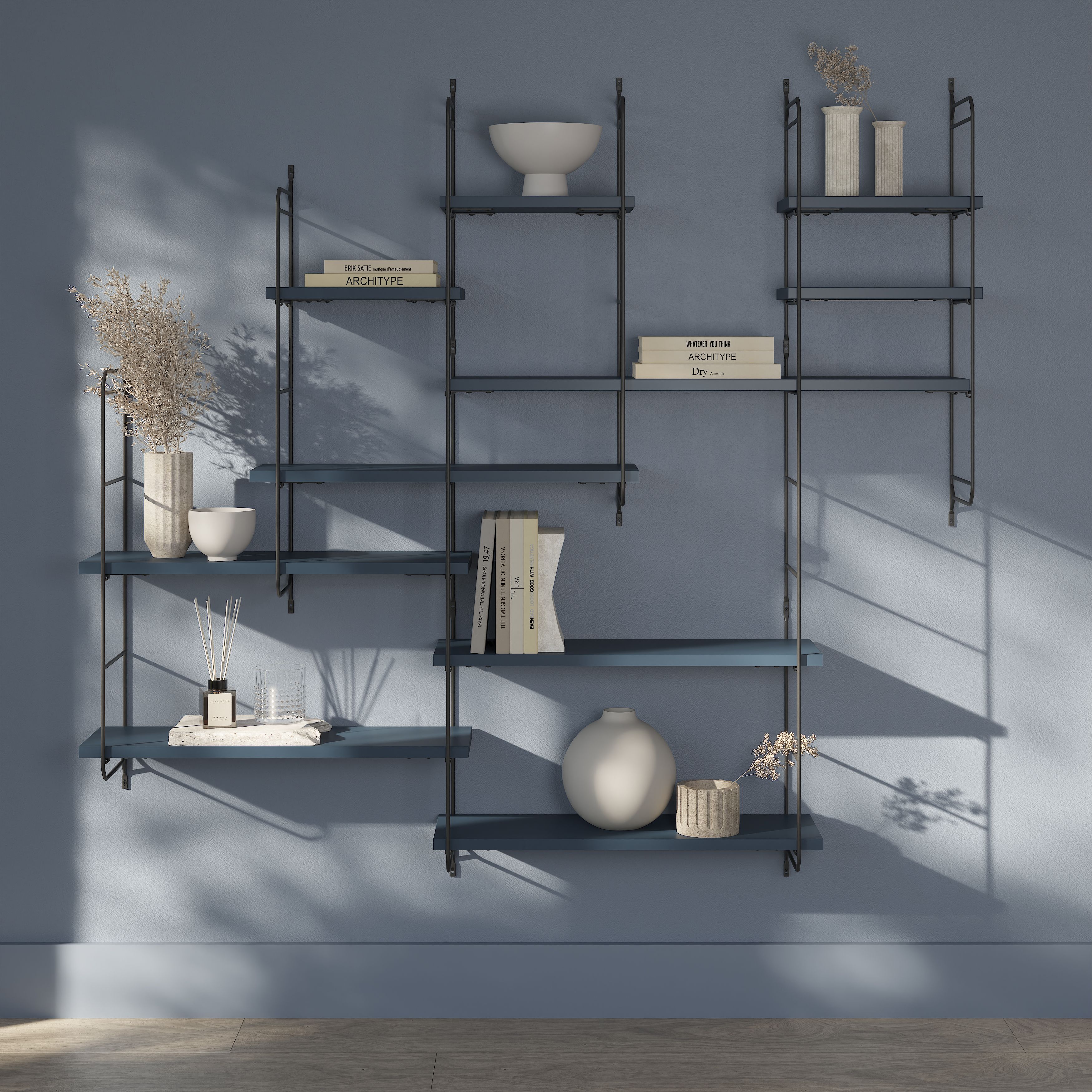 GoodHome Rigga Modular Navy blue Timber Rectangular Floating shelf (L)60cm x (D)19cm