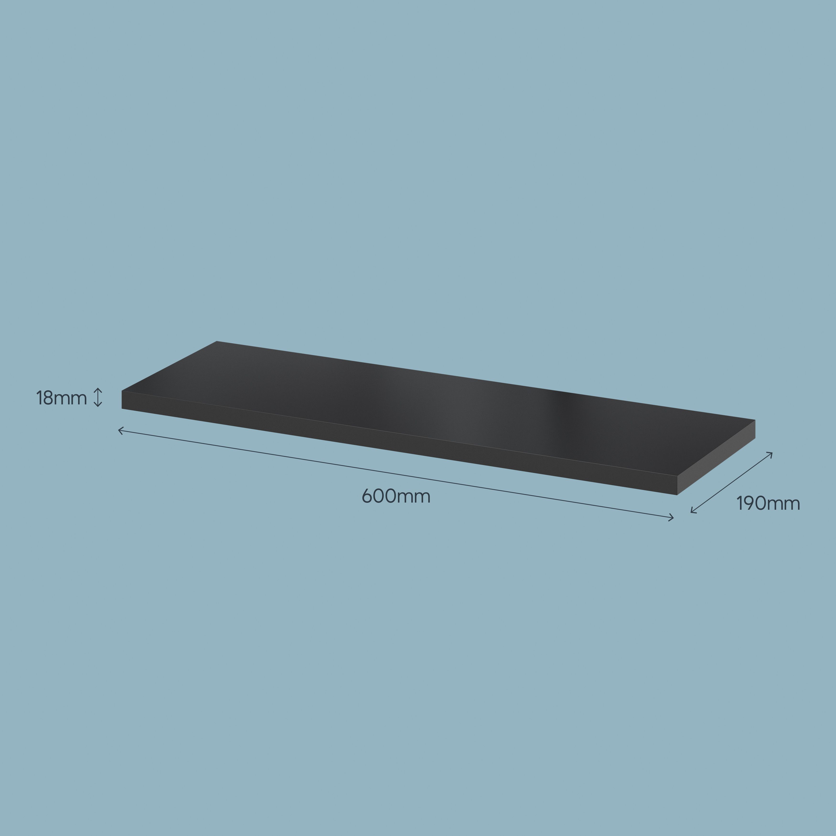 GoodHome Rigga Rectangular Floating shelf (L)60cm x (D)19cm