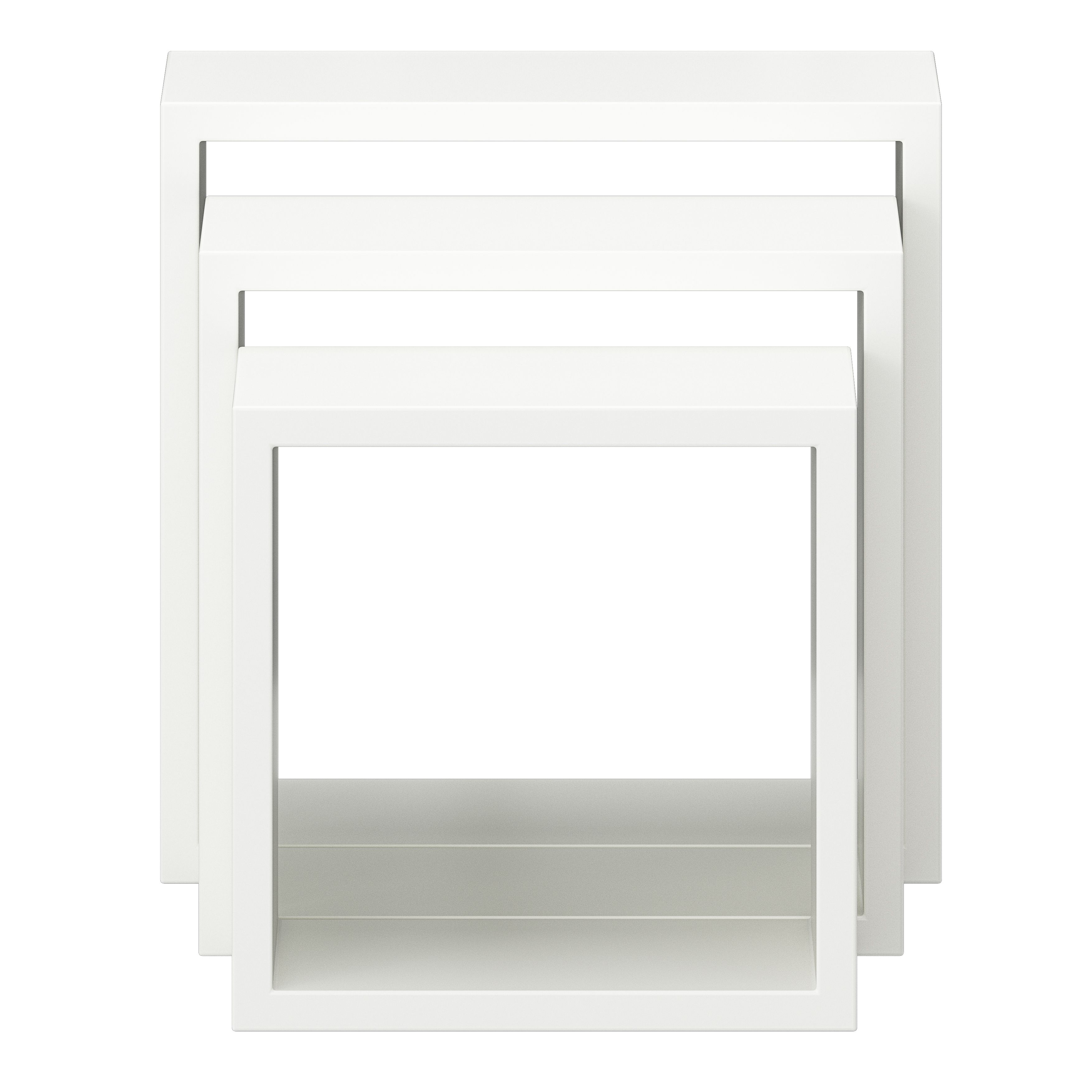 GoodHome Rigga Satin white Cube shelf (L)30cm x (D)9.8cm, Set of 3