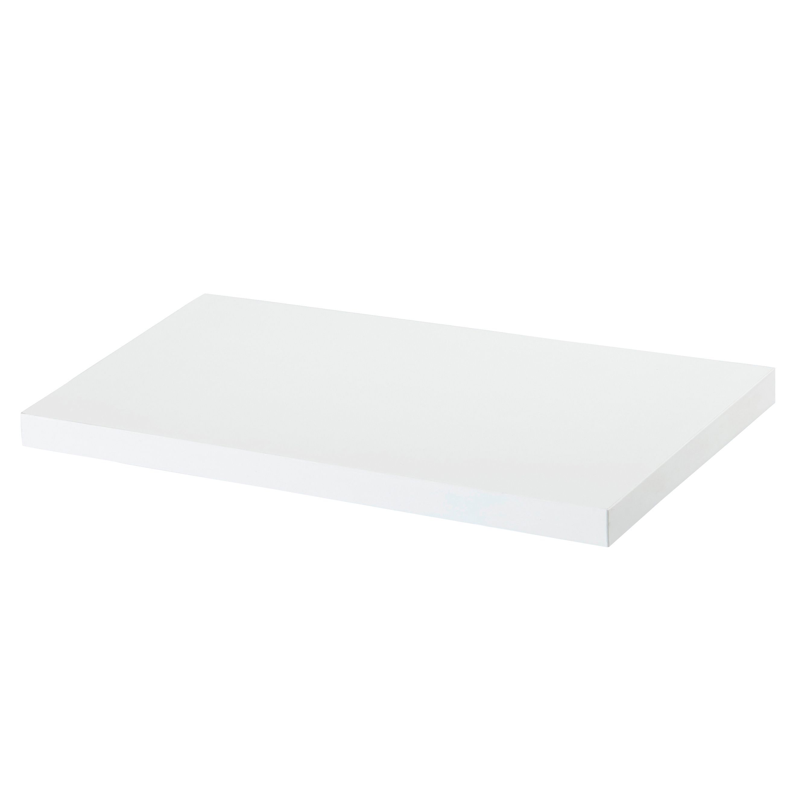 GoodHome Rigga Satin white Rectangular Floating shelf (L)30cm x (D)19cm