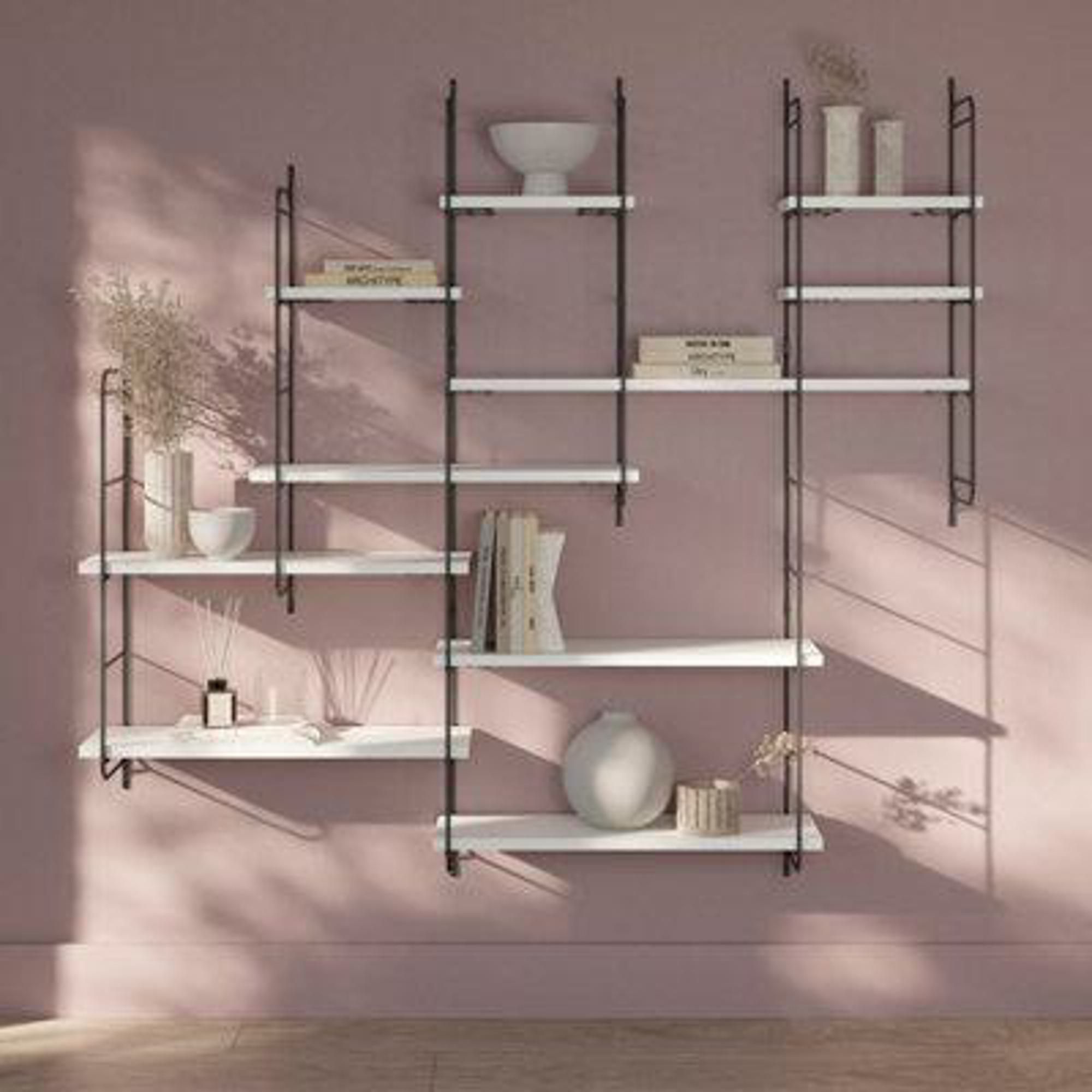 GoodHome Rigga Satin white Rectangular Floating shelf (L)80cm x (D)19cm