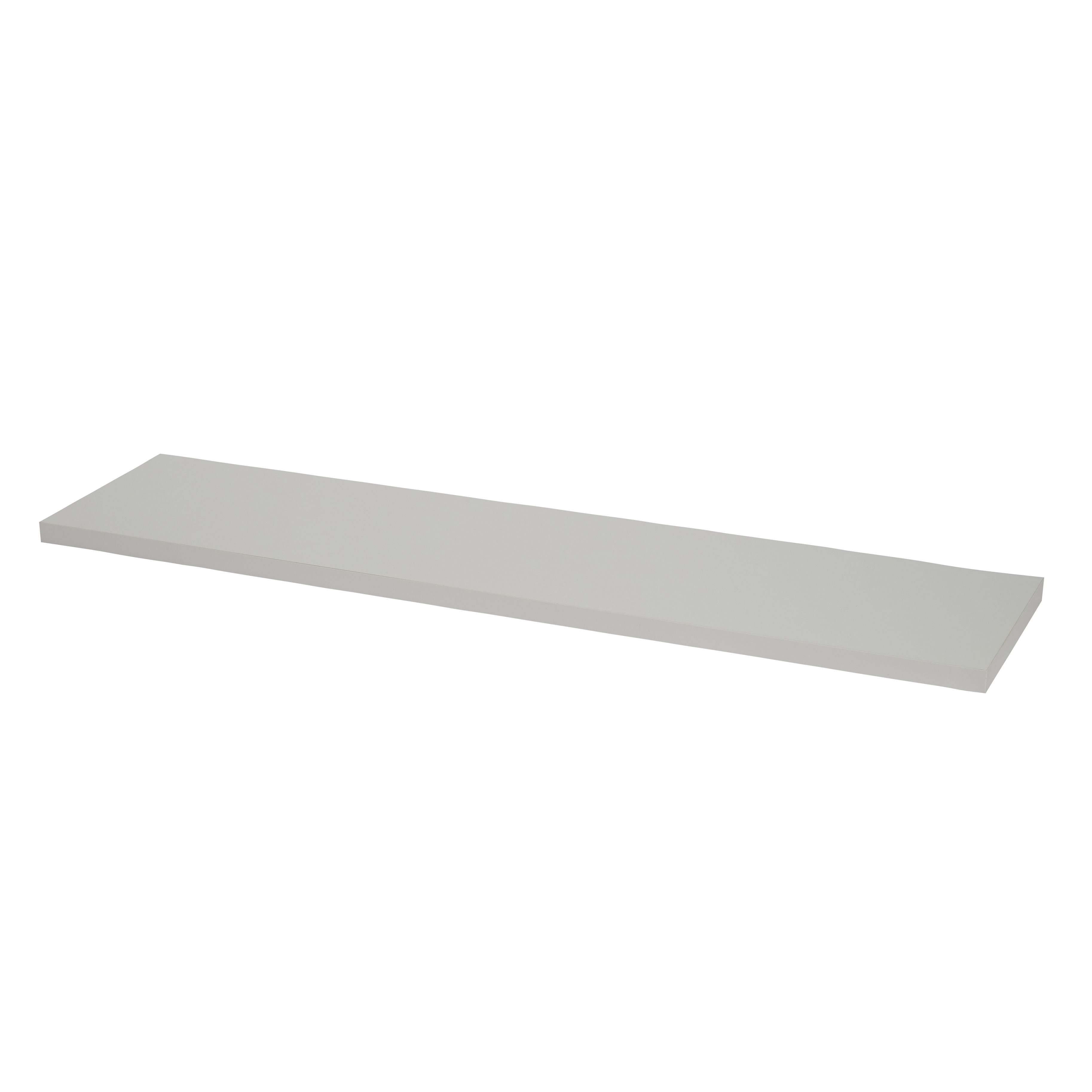 GoodHome Rigga Satin white Rectangular Floating shelf (L)80cm x (D)19cm