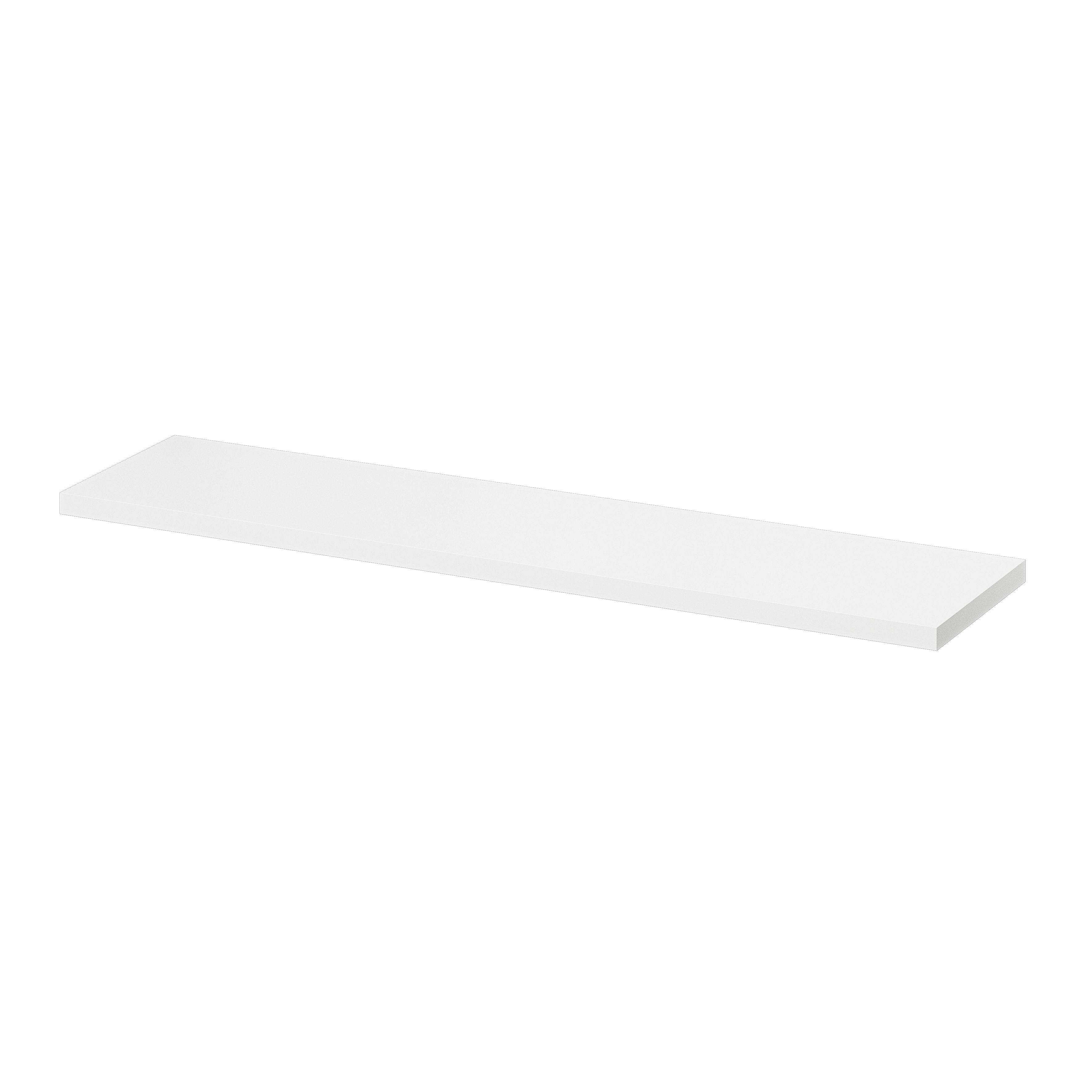 GoodHome Rigga Satin white Rectangular Floating shelf (L)80cm x (D)19cm