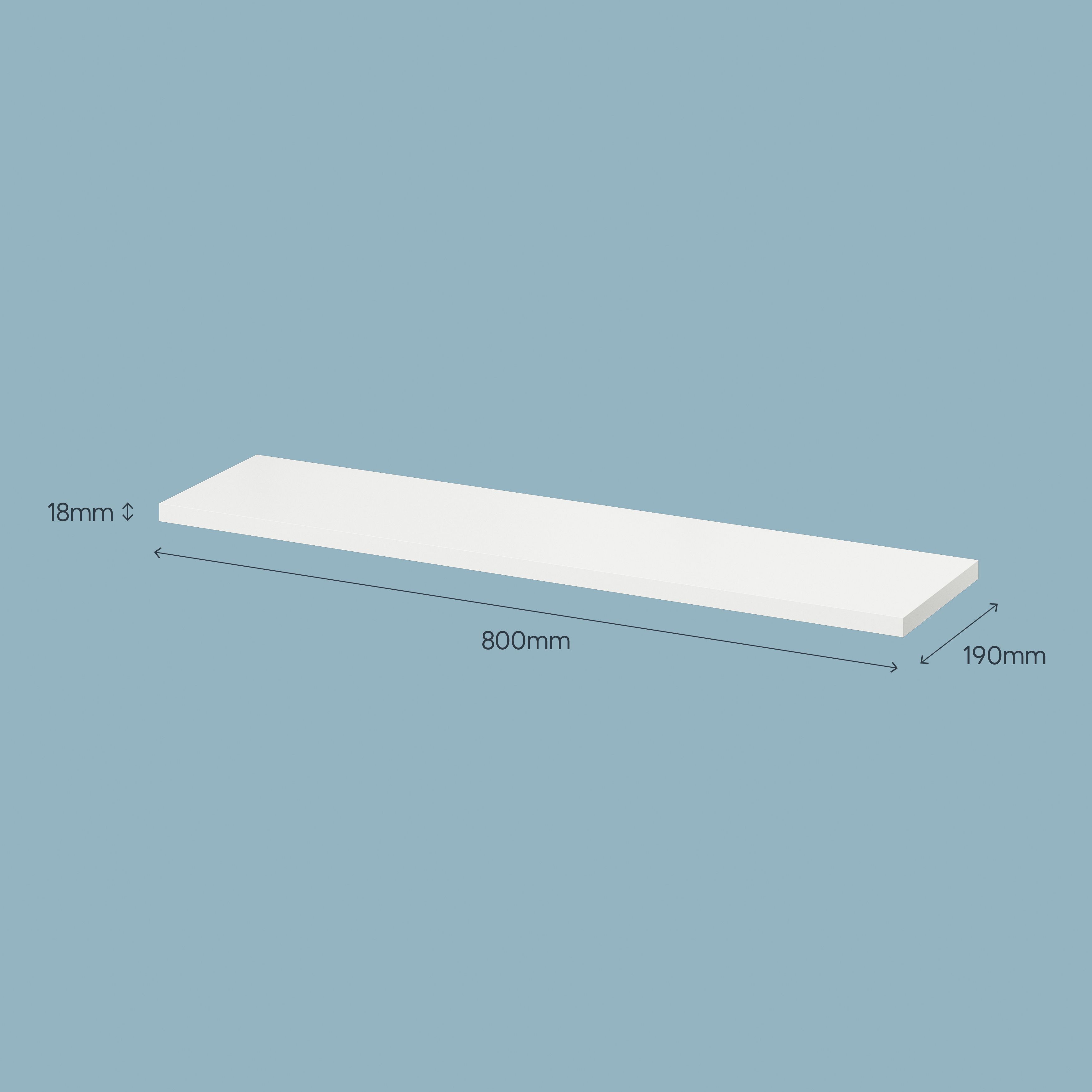 GoodHome Rigga Satin white Rectangular Floating shelf (L)80cm x (D)19cm