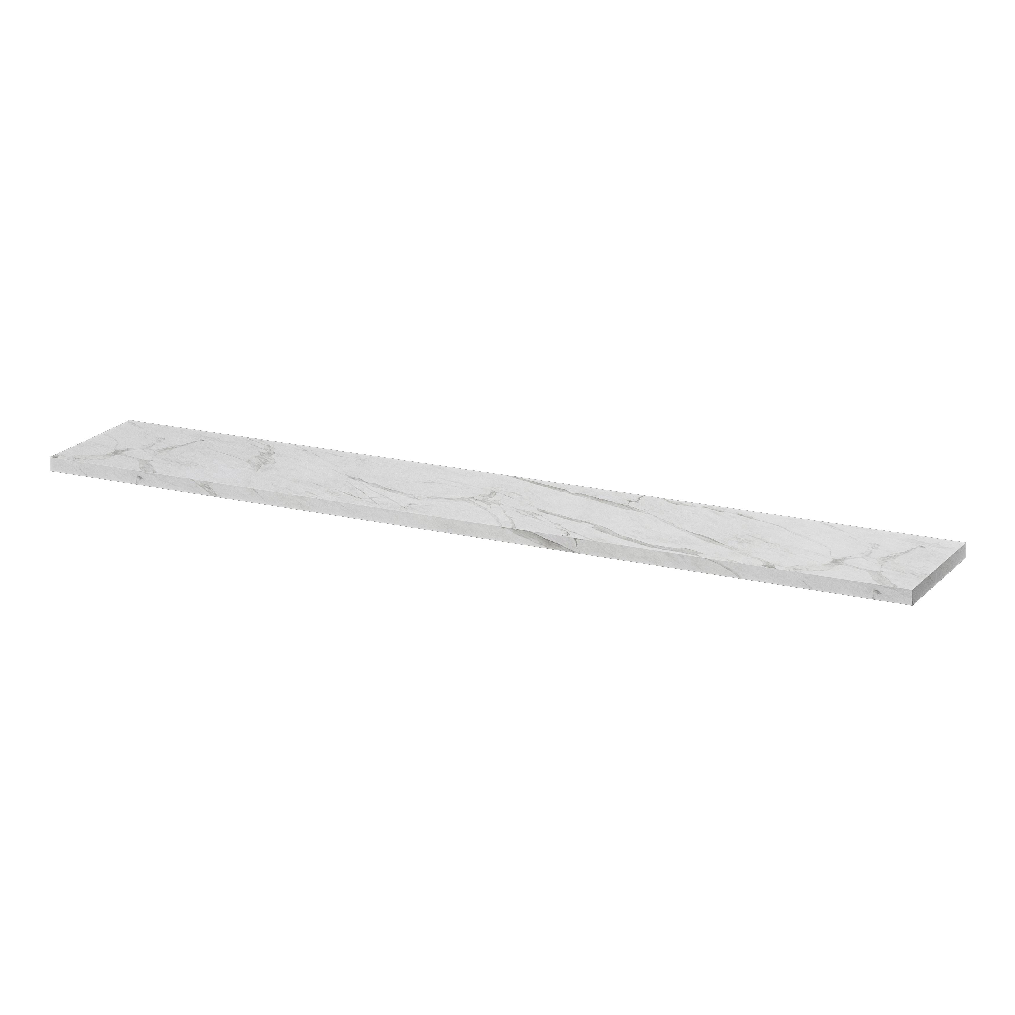 GoodHome Rigga White marble effect Rectangular Floating shelf (L)1180mm
