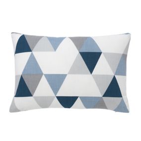 GoodHome Rima Blue, grey & white Triangle Indoor Cushion (L)60cm x (W)40cm