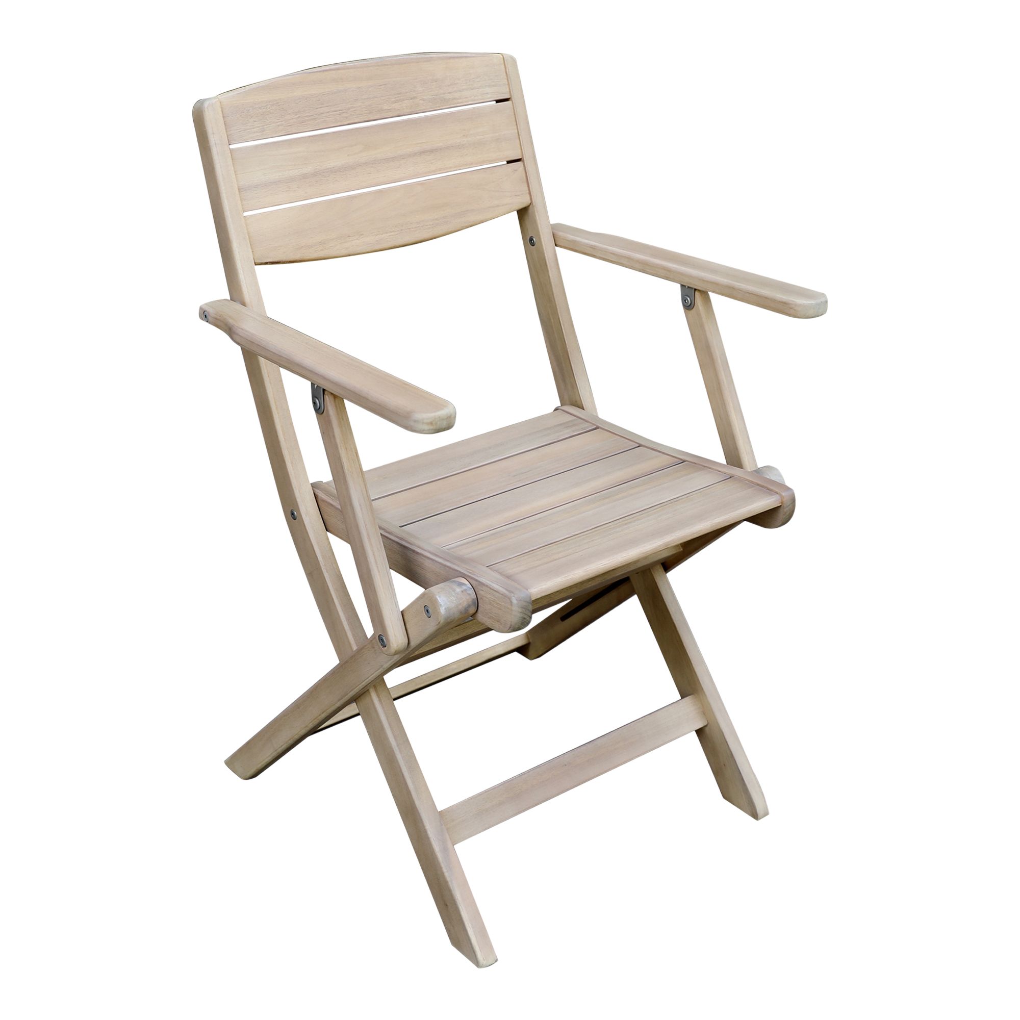 GoodHome Riveo Natural Wooden Foldable Armchair, Pack of 2