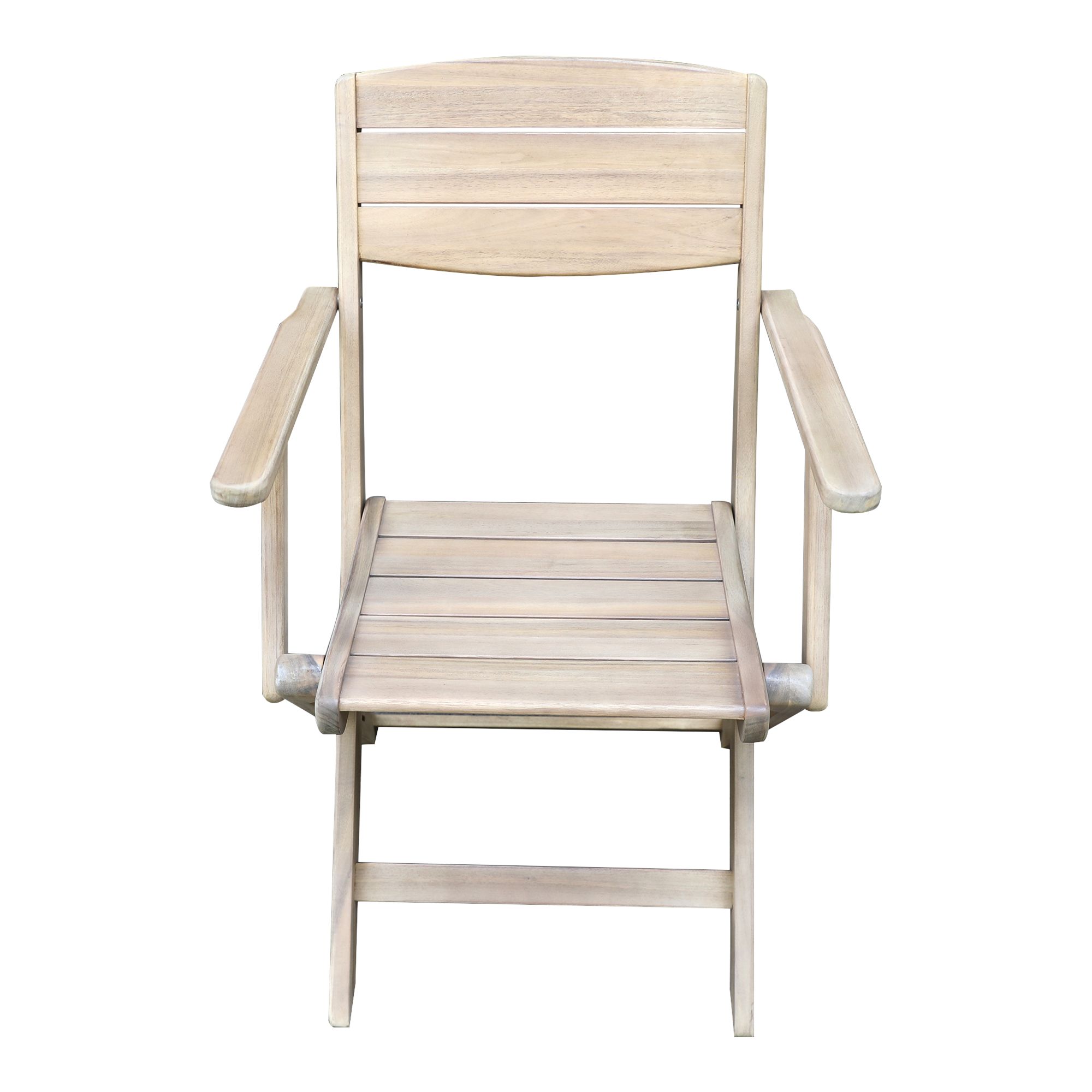 GoodHome Riveo Natural Wooden Foldable Armchair, Pack of 2
