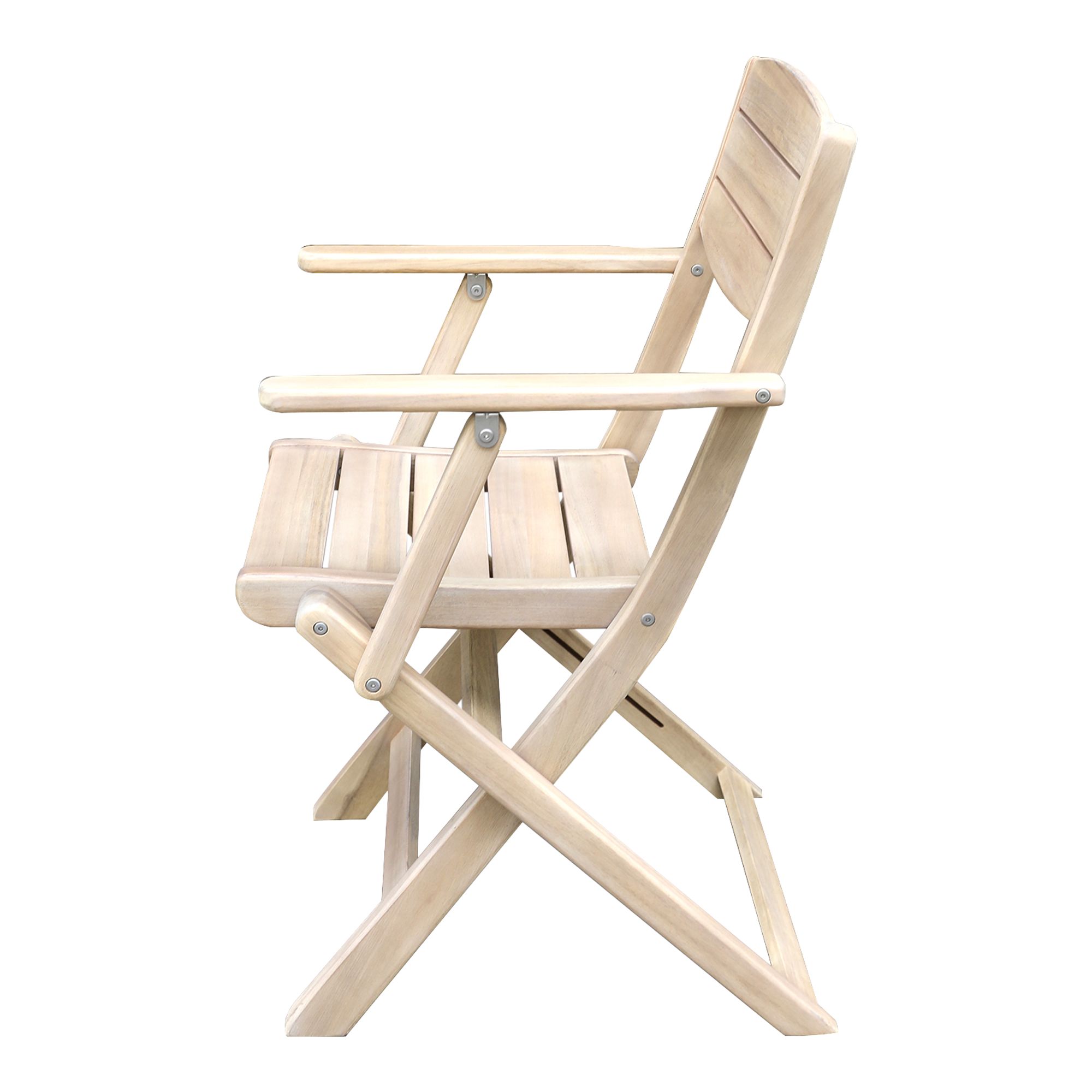 GoodHome Riveo Natural Wooden Foldable Armchair, Pack of 2