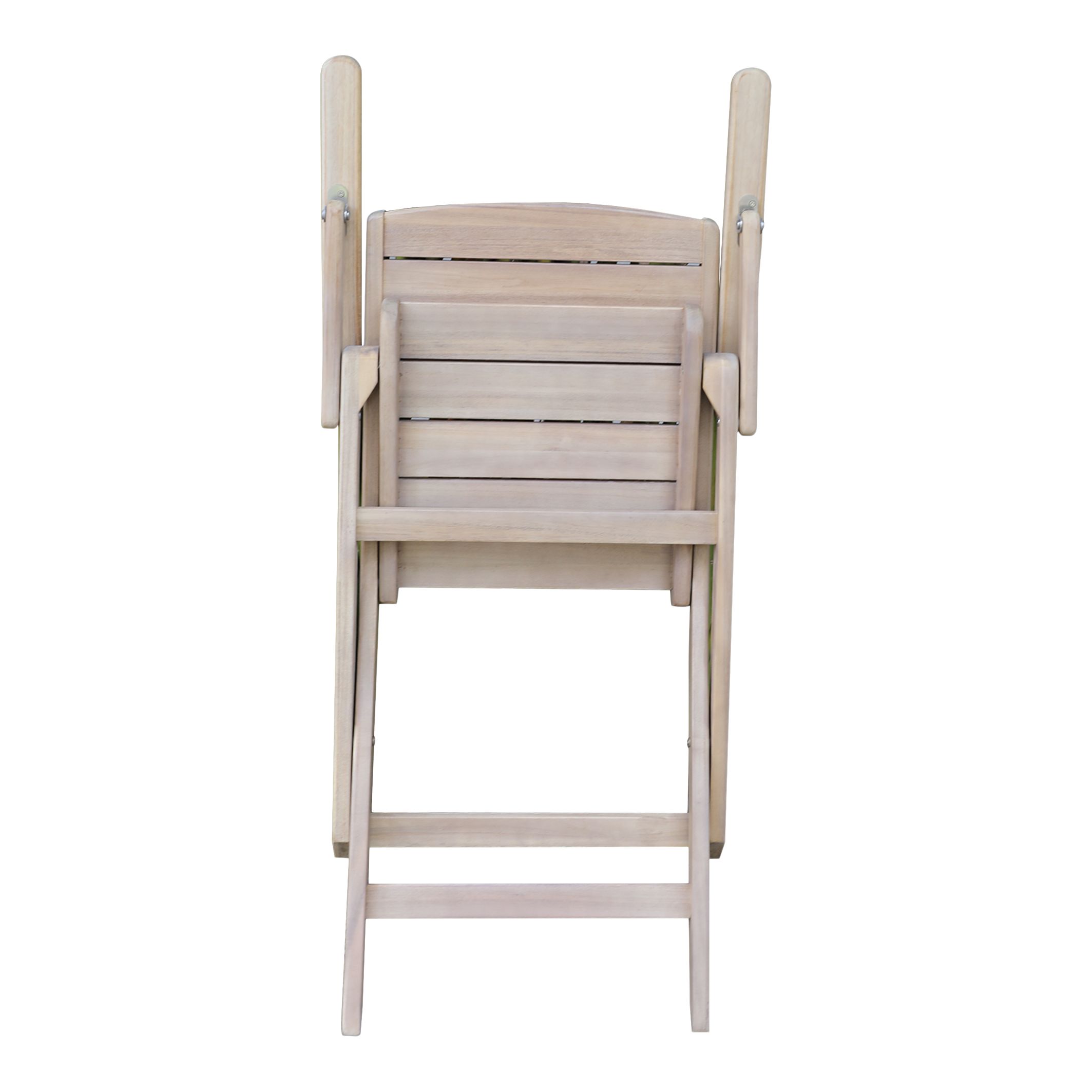 GoodHome Riveo Natural Wooden Foldable Armchair, Pack of 2