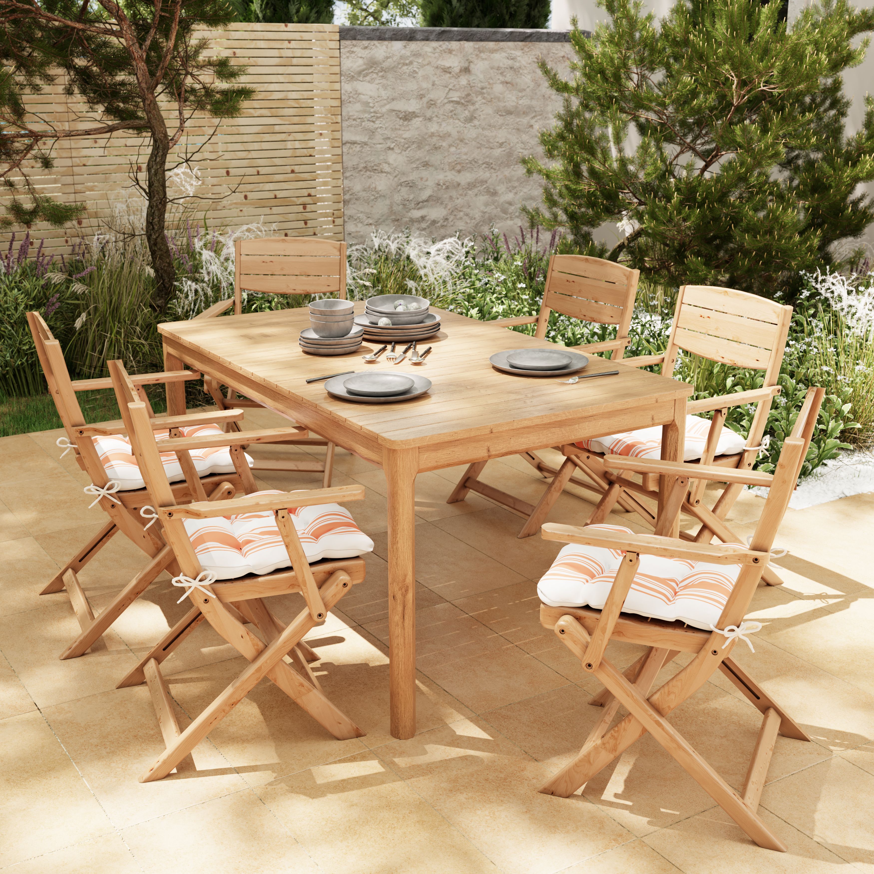 GoodHome Riveo Wooden 6 seater Rectangular Table