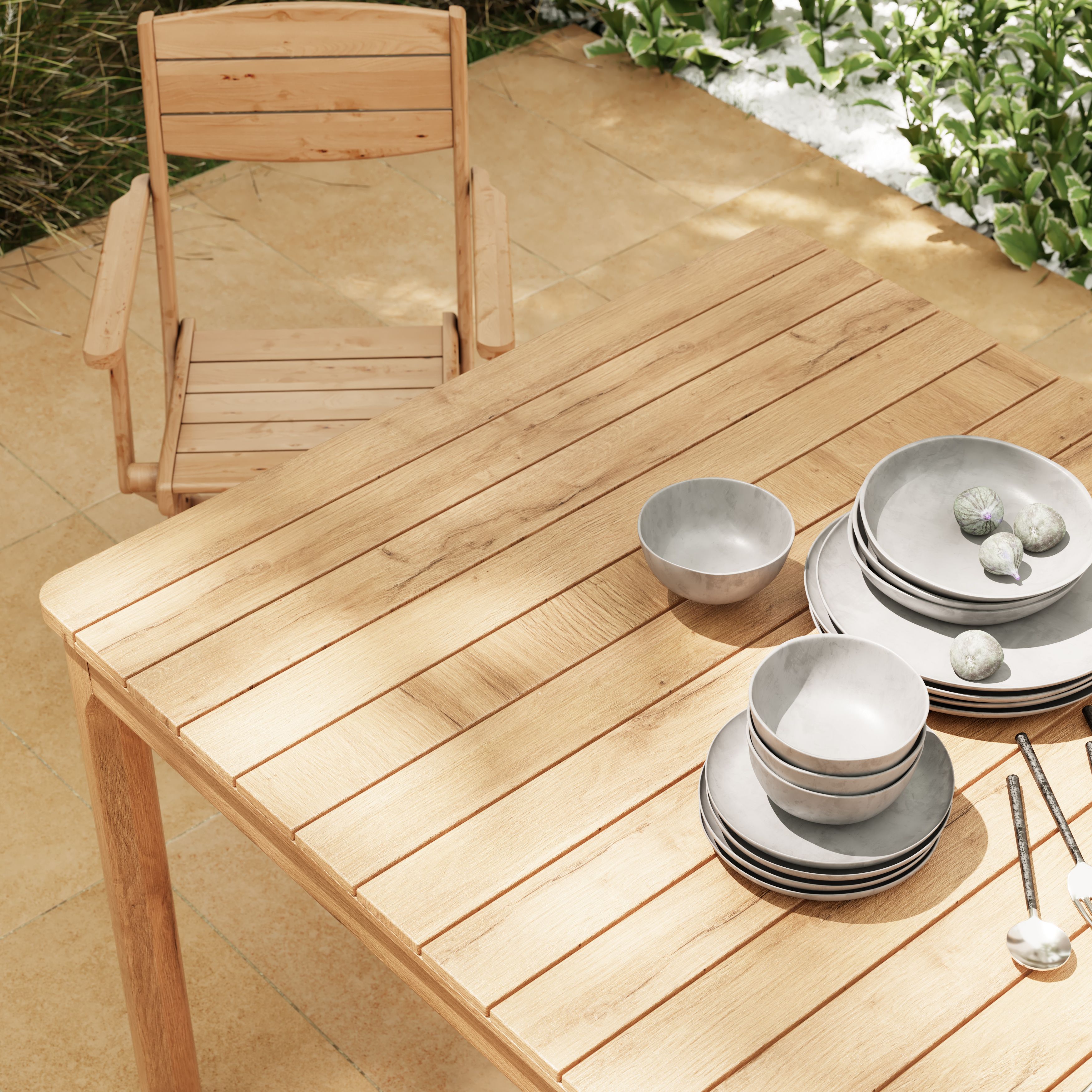 GoodHome Riveo Wooden 6 seater Rectangular Table