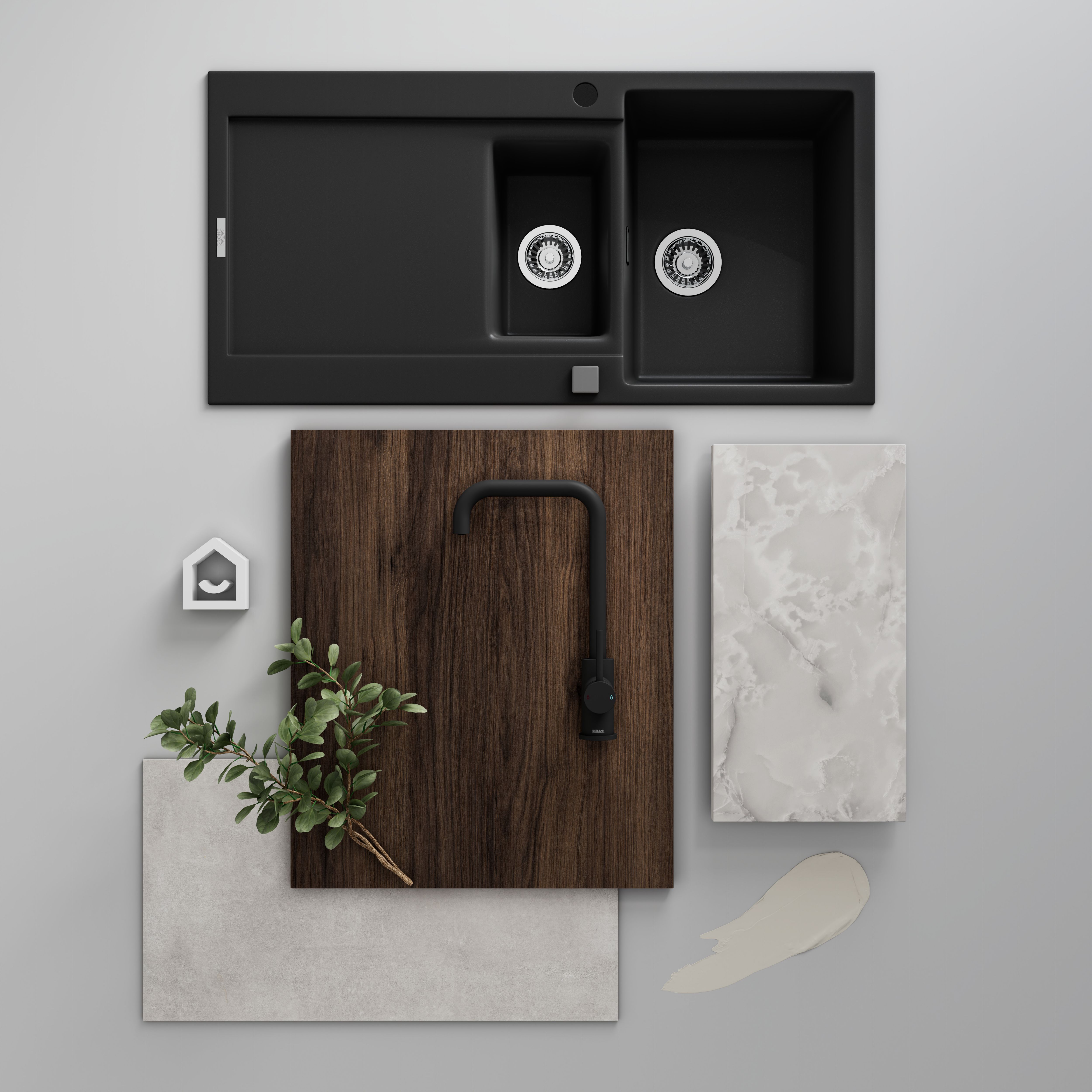 GoodHome Rivero Matt walnut effect Door & drawer, 715mm x 18mm x 597mm 600mm