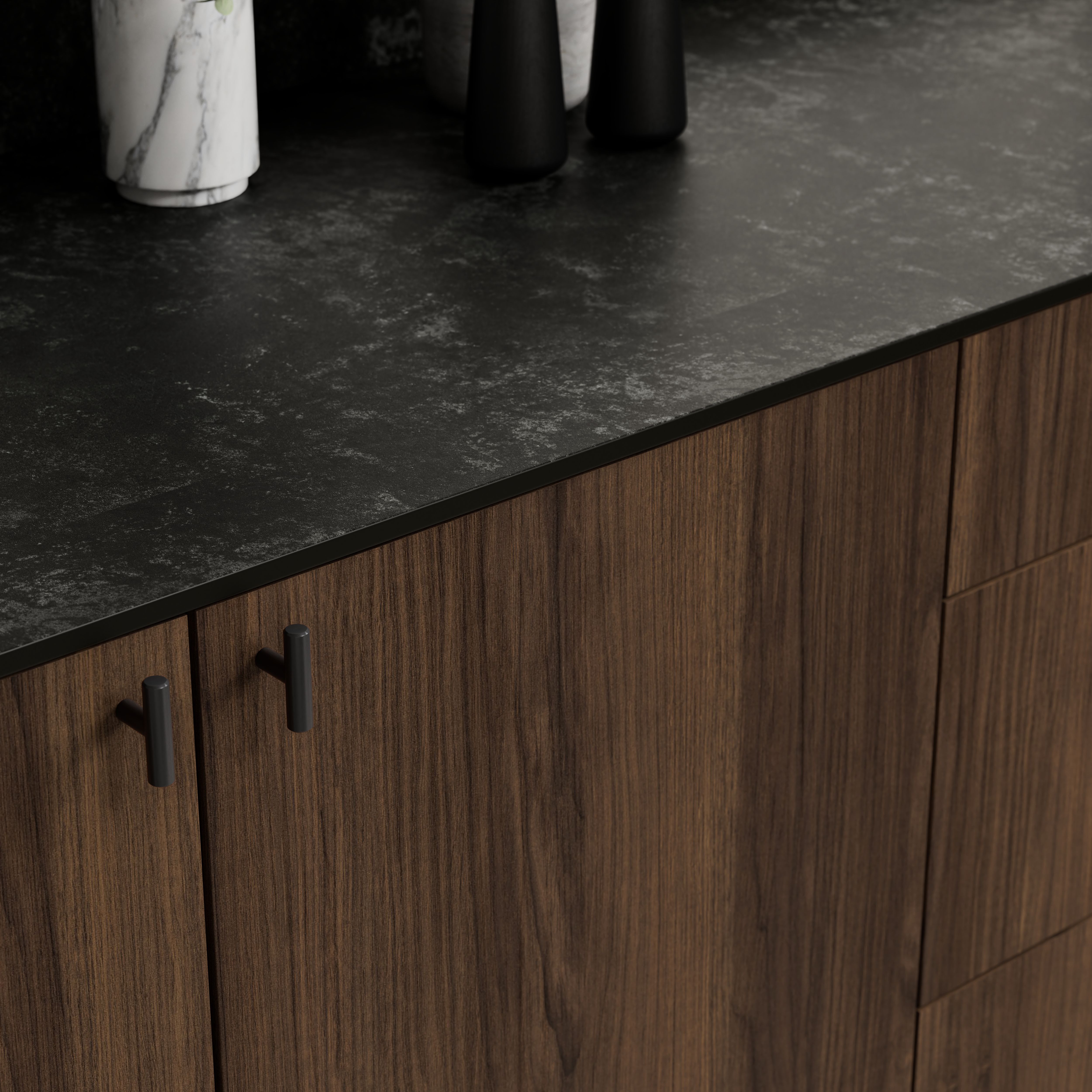 GoodHome Rivero Matt walnut effect Door & drawer, 715mm x 18mm x 597mm 600mm