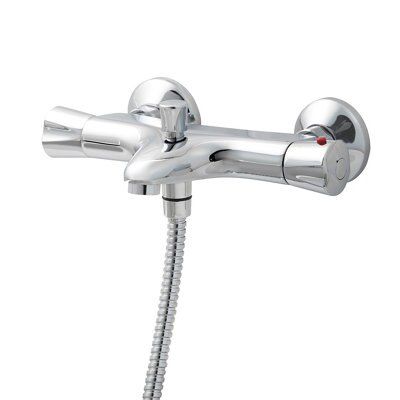 GoodHome Rize Chrome effect Wall-mounted 2 Tap-hole Shower mixer Tap