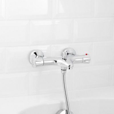 GoodHome Rize Chrome effect Wall-mounted 2 Tap-hole Shower mixer Tap