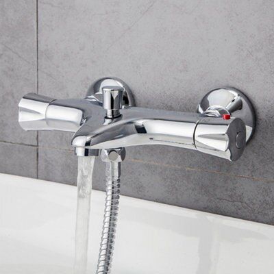 GoodHome Rize Chrome effect Wall-mounted 2 Tap-hole Shower mixer Tap
