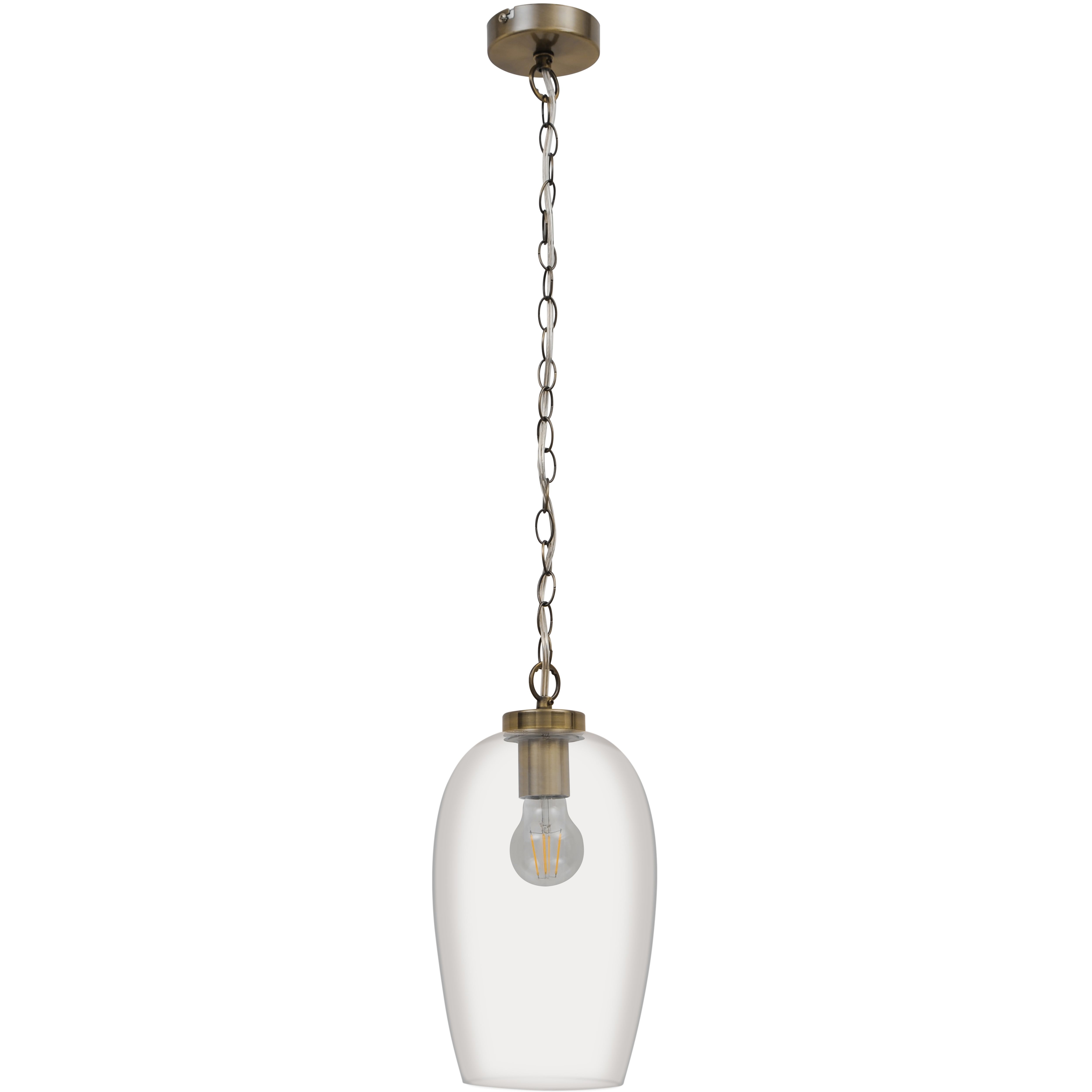 GoodHome Rochford Vintage Satin Antique brass effect Pendant ceiling light, (Dia)170mm