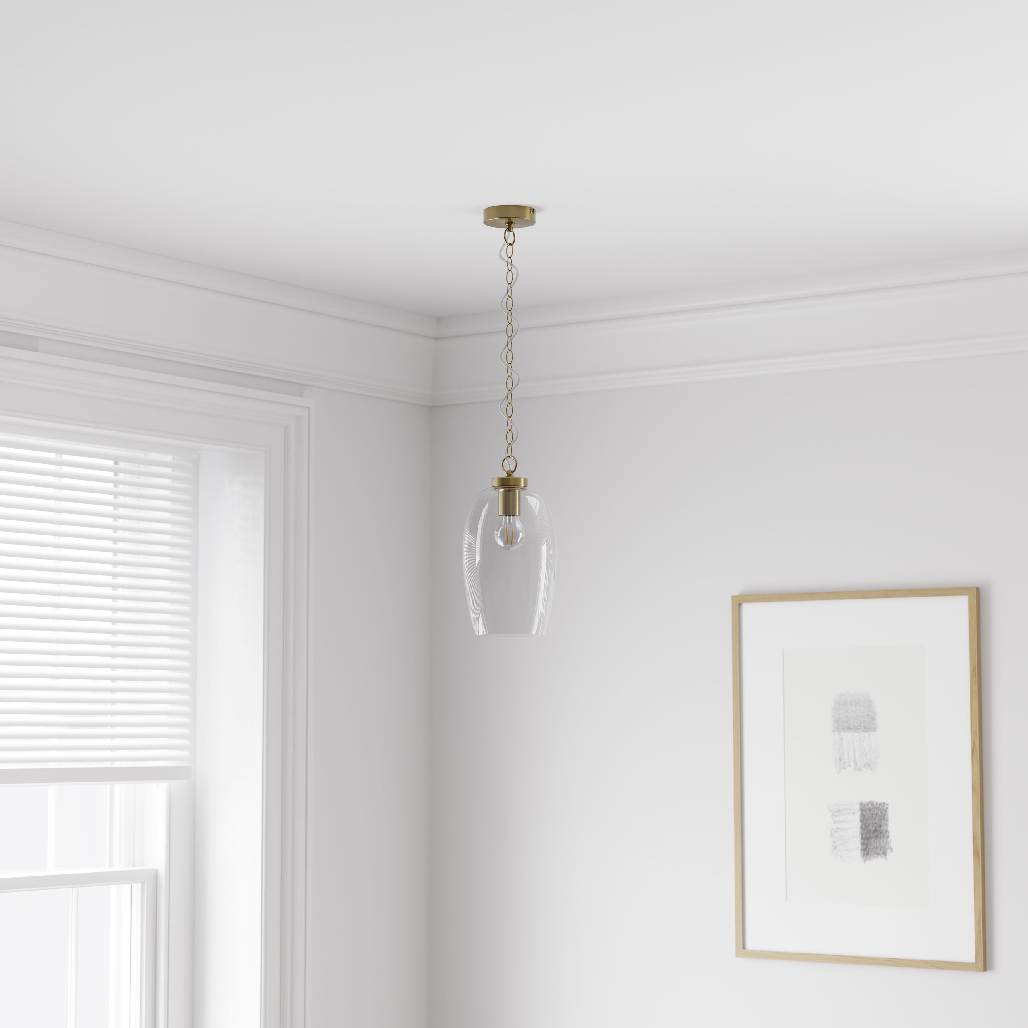 GoodHome Rochford Vintage Satin Antique brass effect Pendant ceiling light, (Dia)170mm