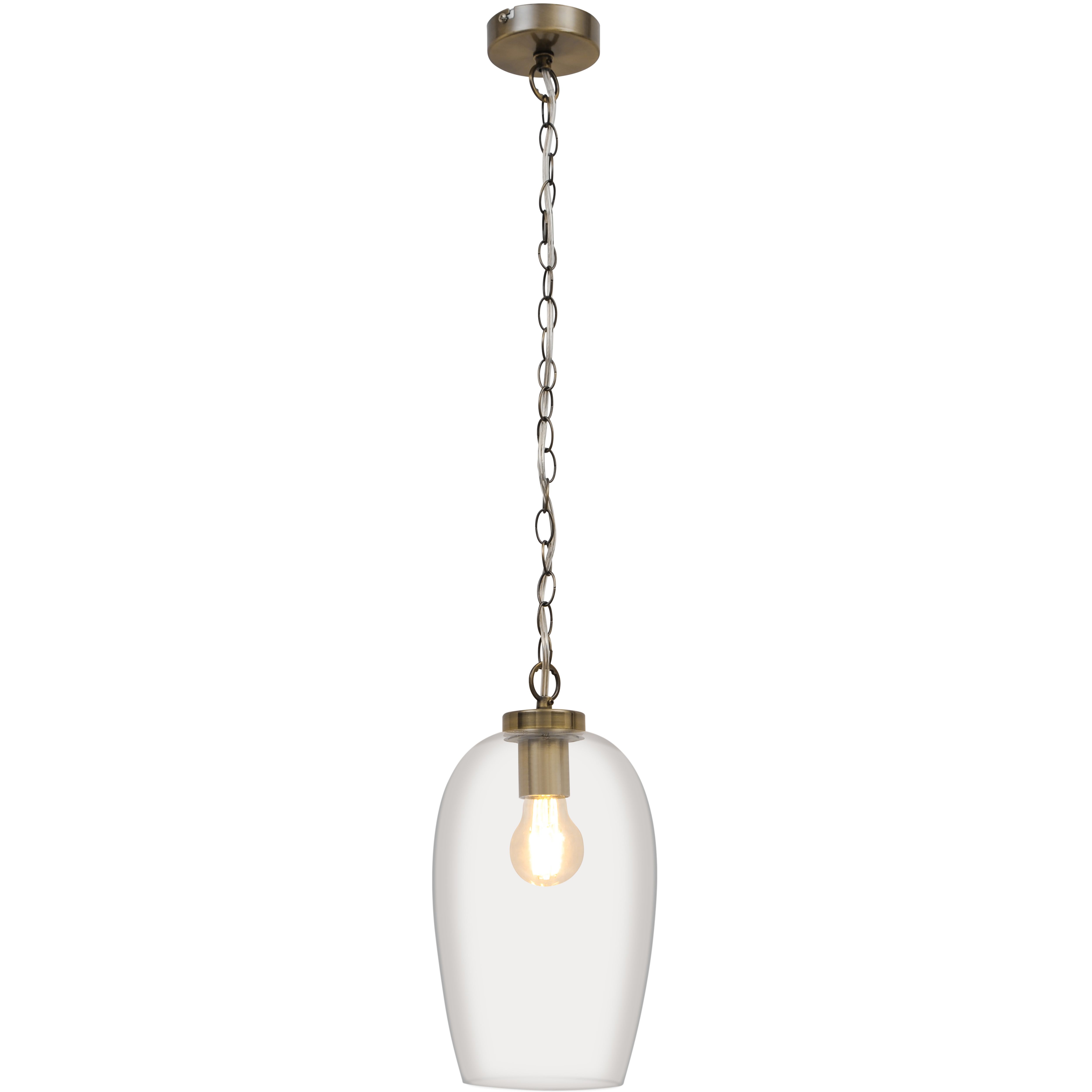 GoodHome Rochford Vintage Satin Antique brass effect Pendant ceiling light, (Dia)170mm