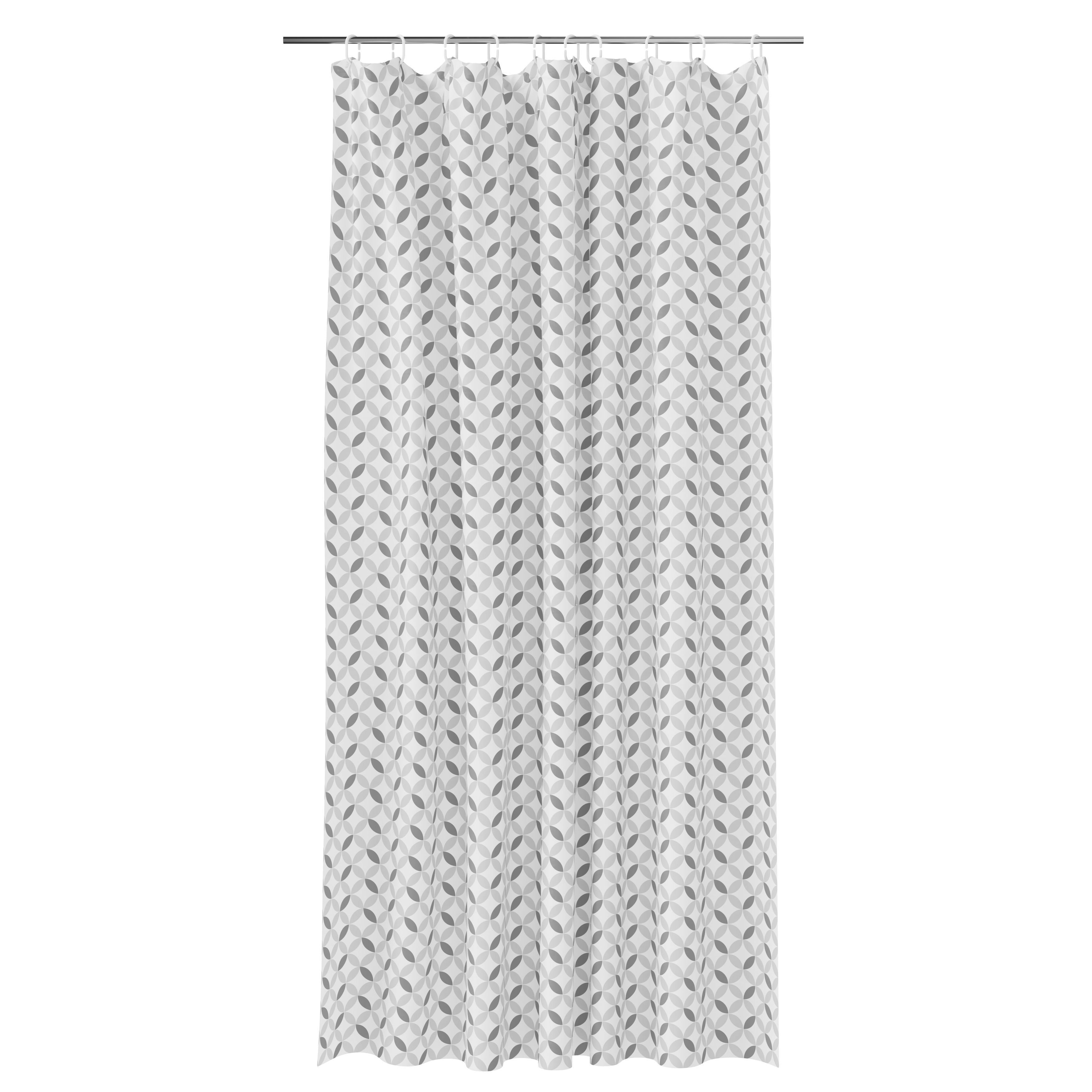 GoodHome Rohu White & grey Cement tile Shower curtain (W)180cm