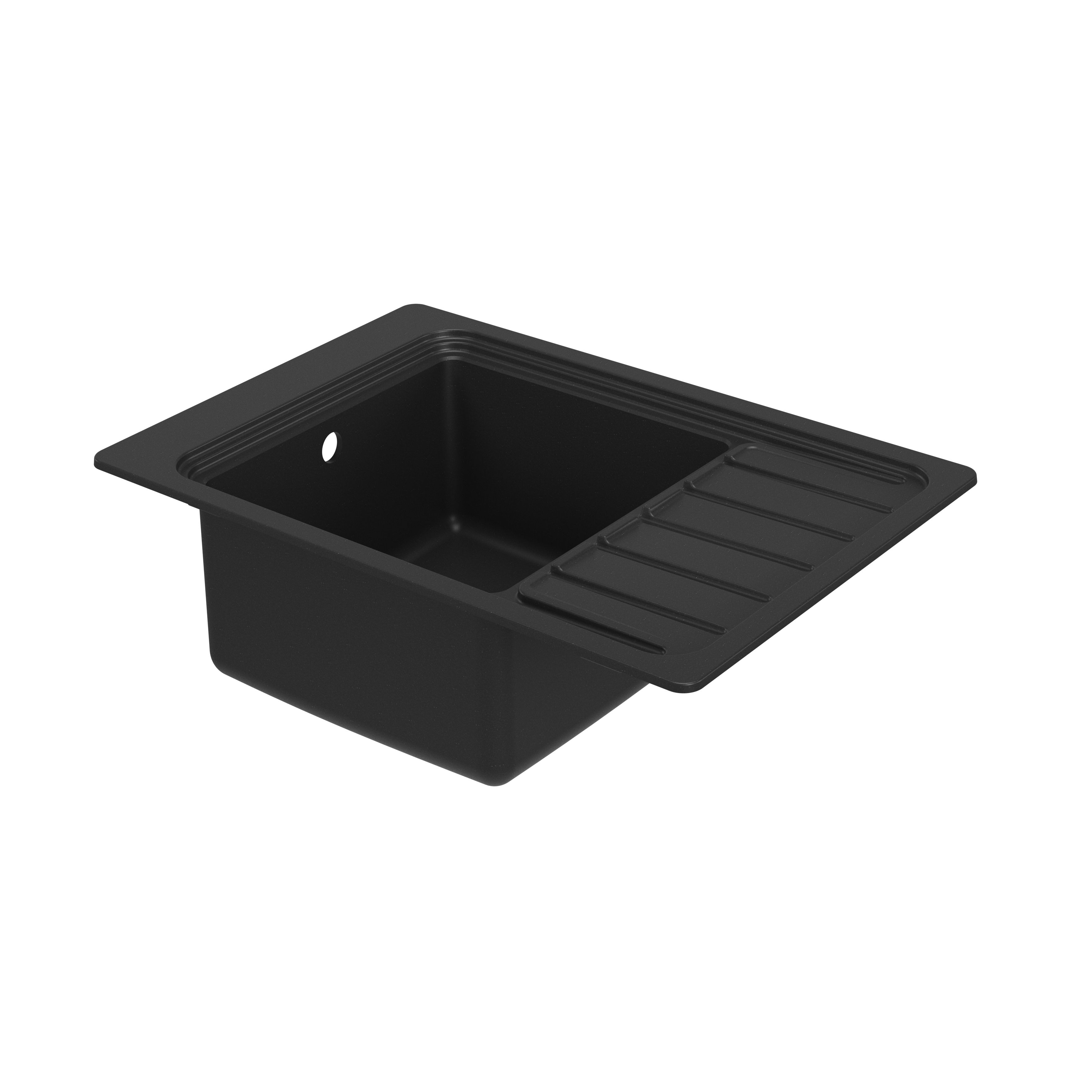 GoodHome Romesco Black Composite quartz 1 Bowl Sink & drainer 515mm x 772mm