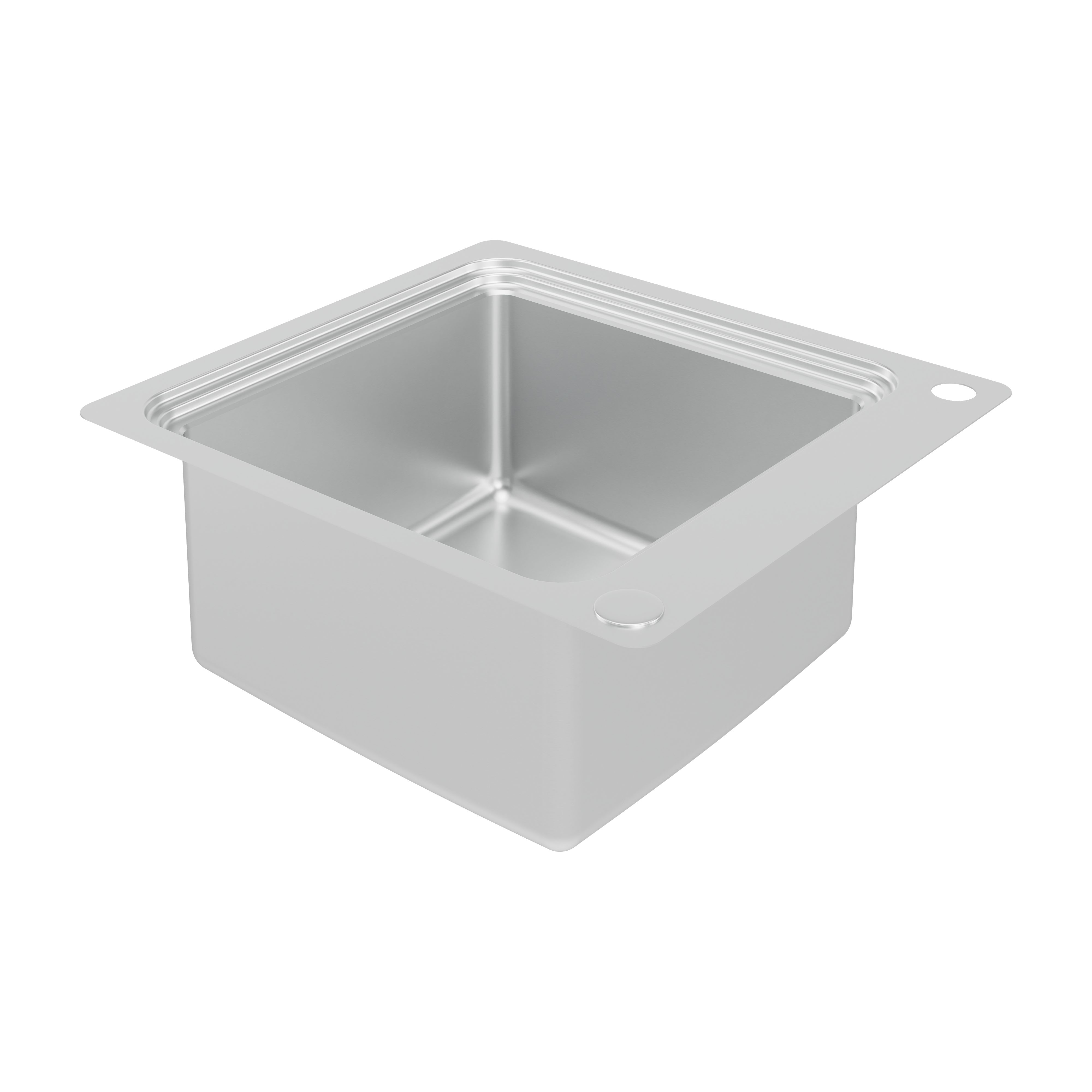 GoodHome Romesco Chrome Metallic effect Stainless steel 1 Bowl Kitchen sink 510mm x 560mm