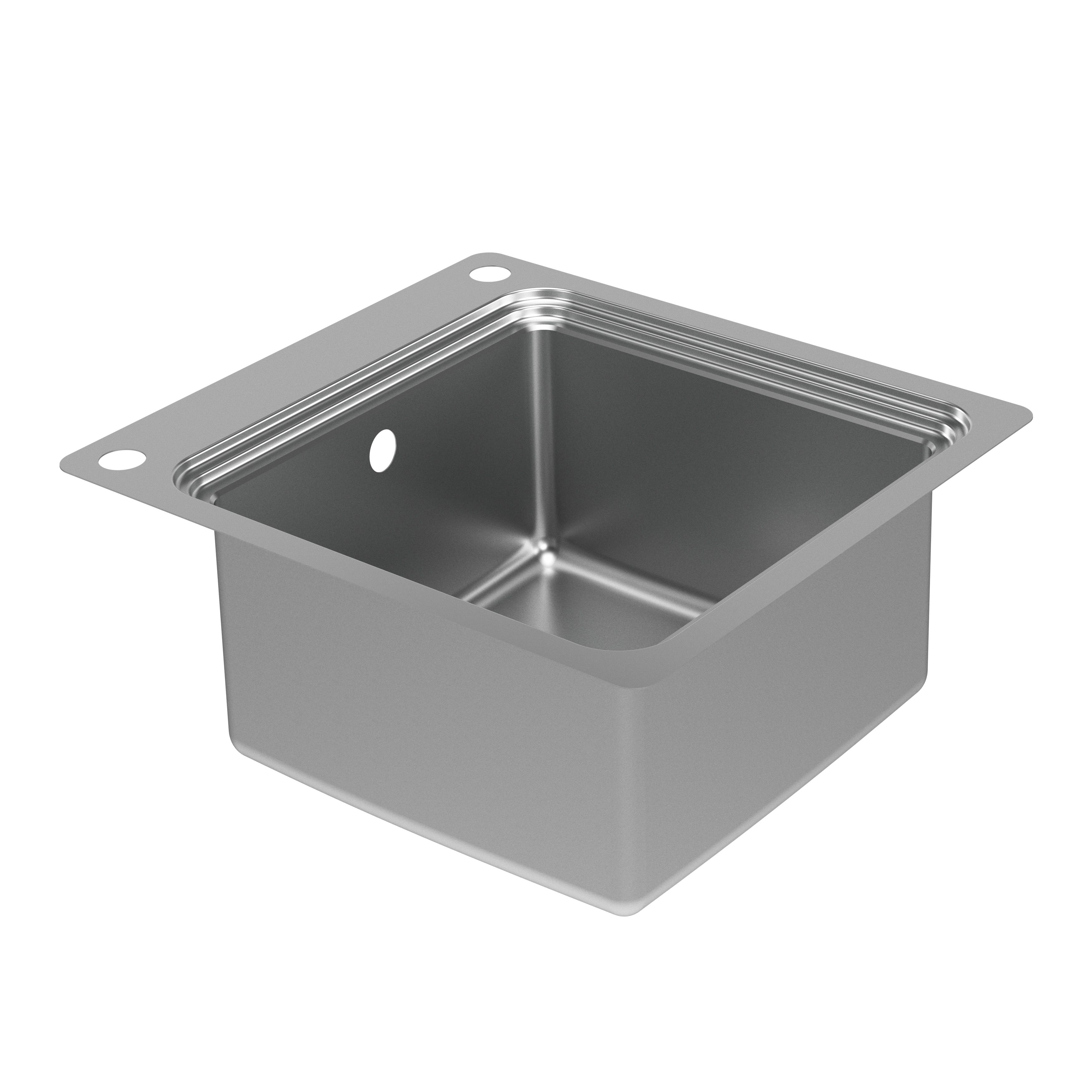 GoodHome Romesco Chrome Metallic effect Stainless steel 1 Bowl Kitchen sink 510mm x 560mm