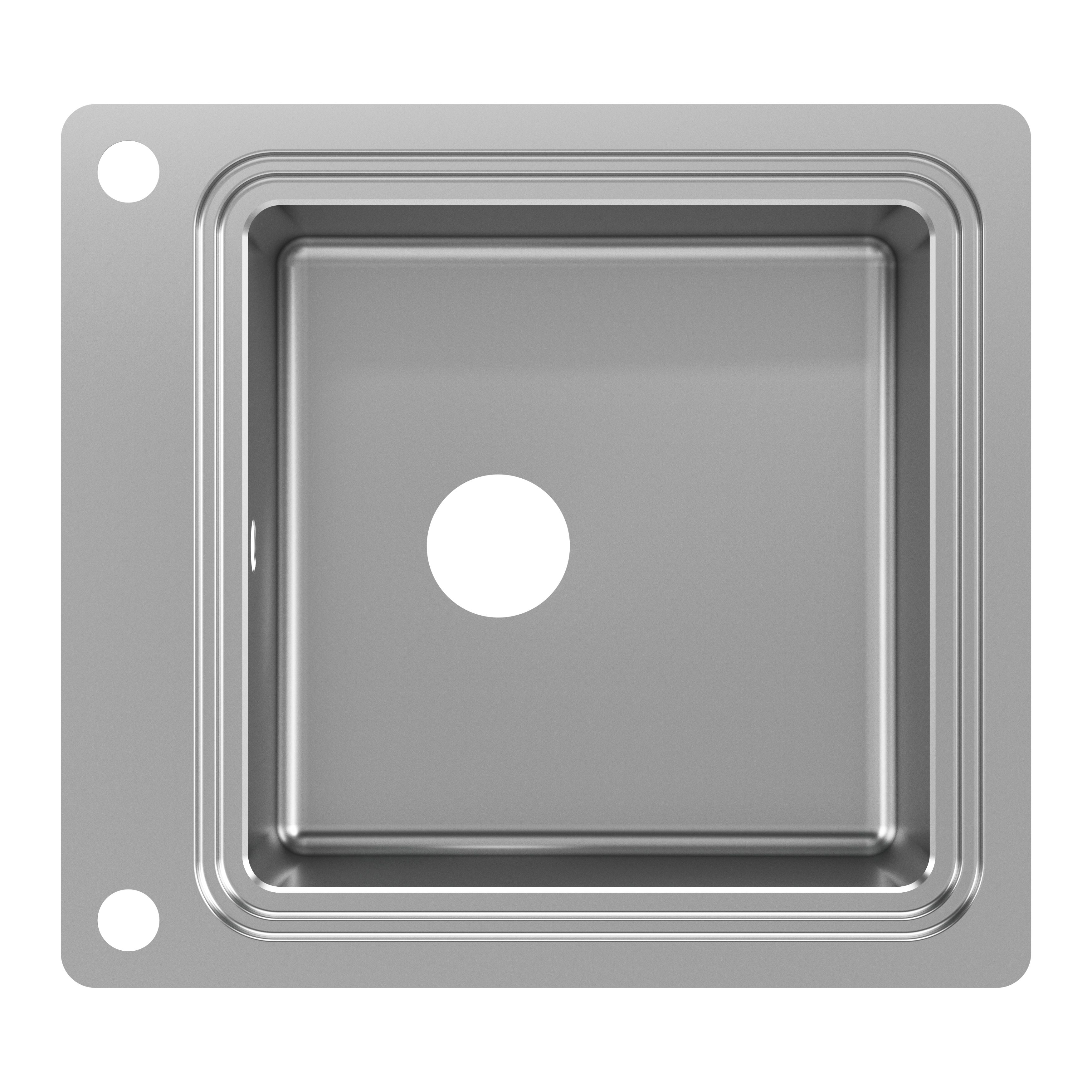 GoodHome Romesco Chrome Metallic effect Stainless steel 1 Bowl Kitchen sink 510mm x 560mm
