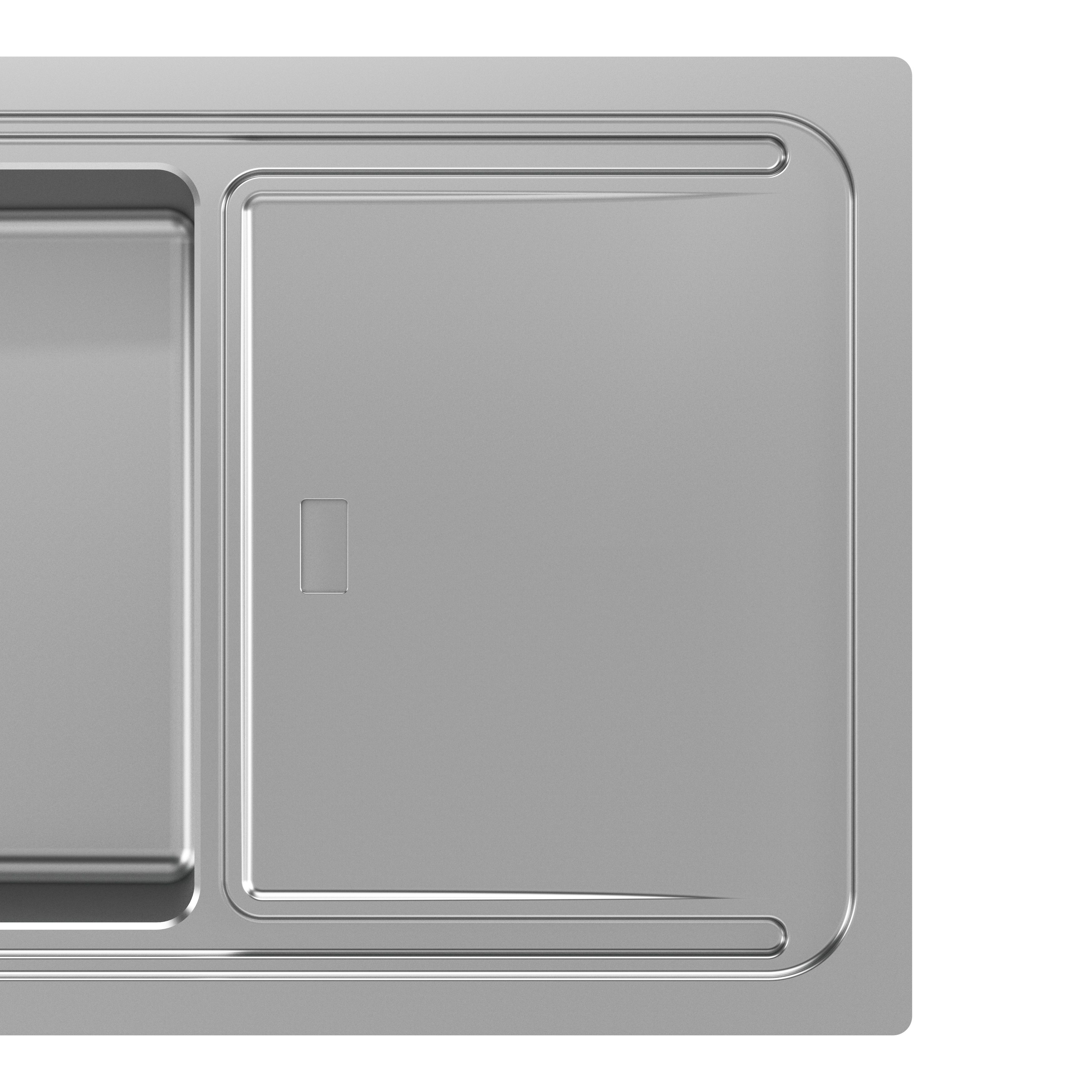 GoodHome Romesco Linea Black Stainless steel 1 Bowl Kitchen sink 510mm x 880mm