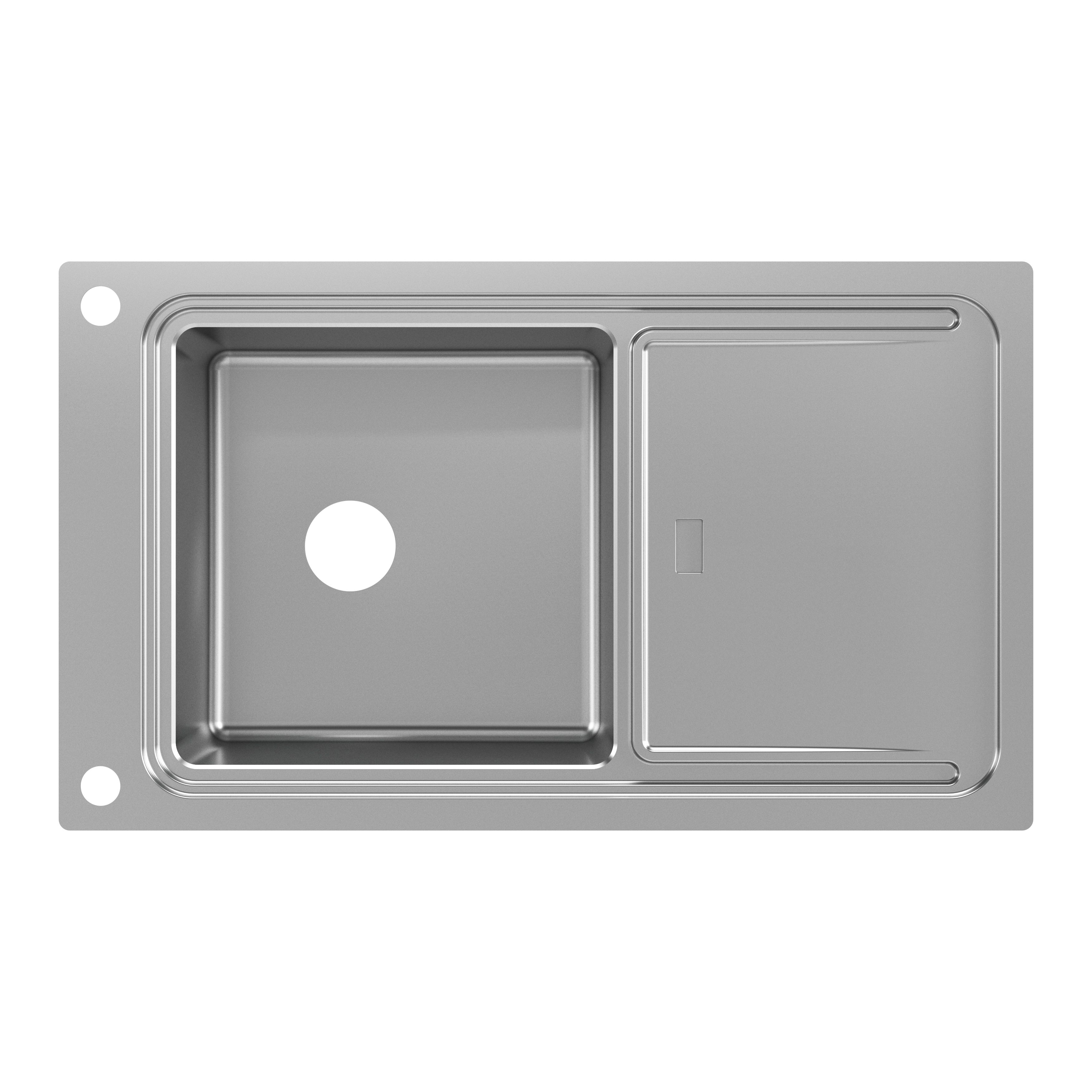GoodHome Romesco Linea Brushed Stainless steel 1 Bowl Kitchen sink 510mm x 880mm
