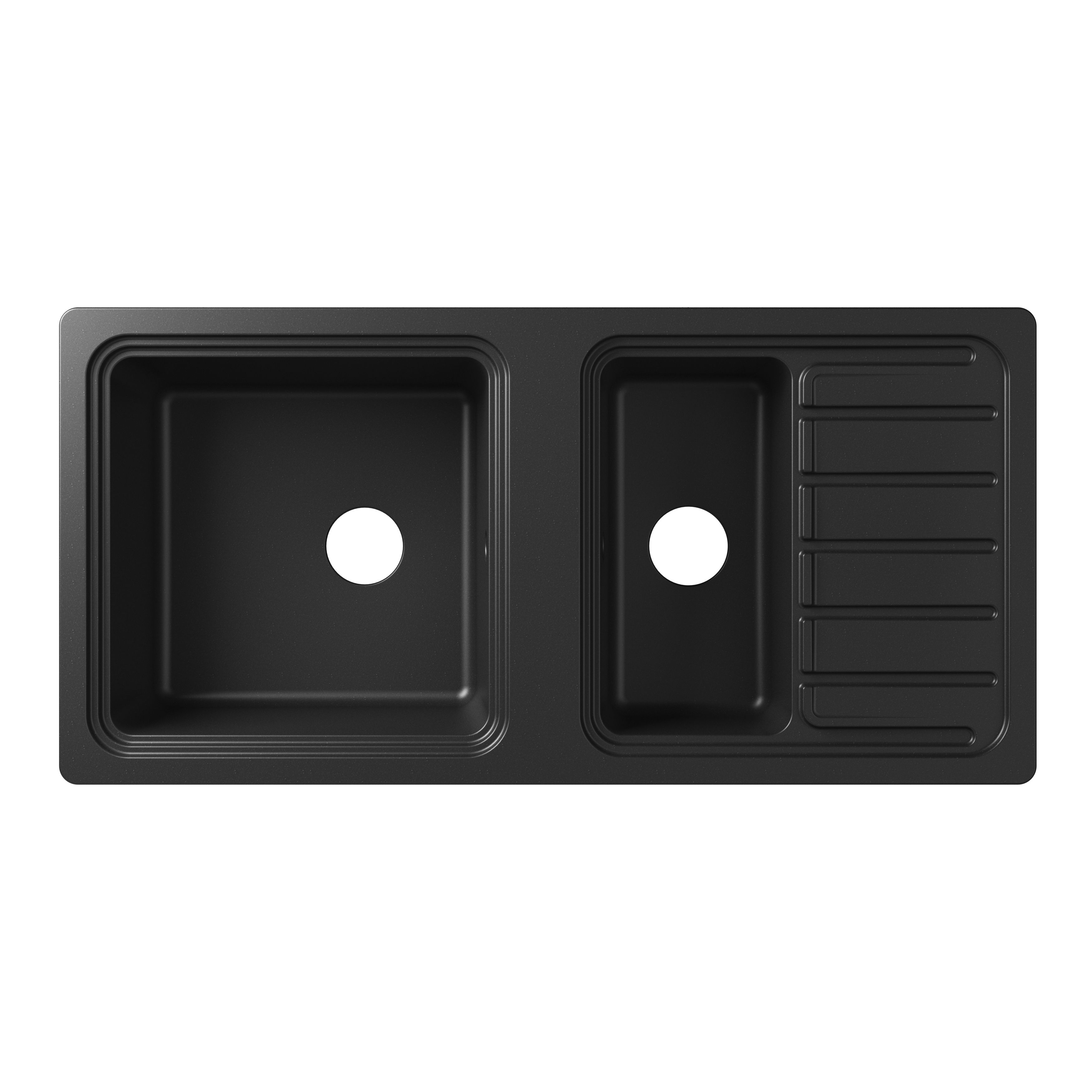 GoodHome Romesco Matt black Composite quartz 1.5 Bowl Sink & drainer 515mm x 1050mm